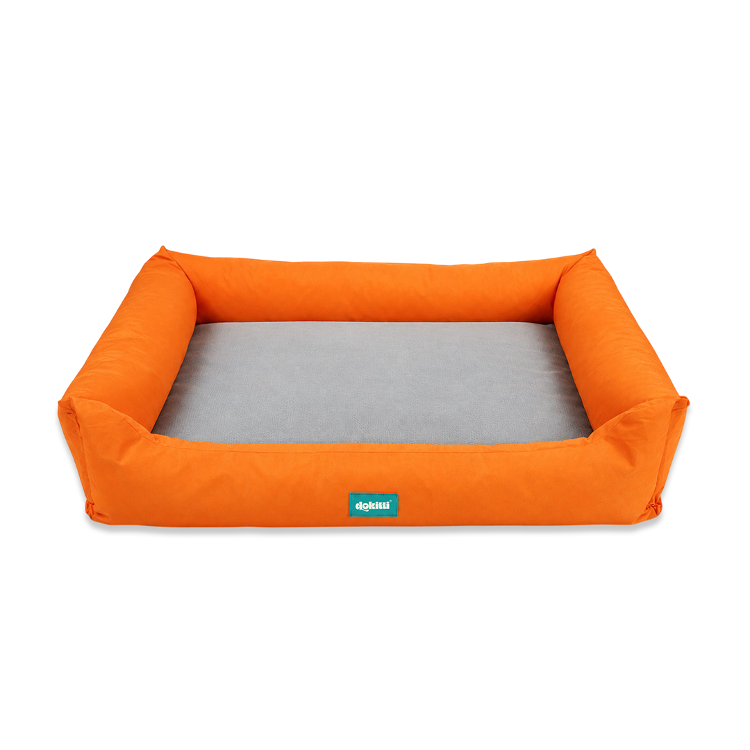 Orange & Grey Lounger Bed | Large Dog Bed | XL & XXL Sizes