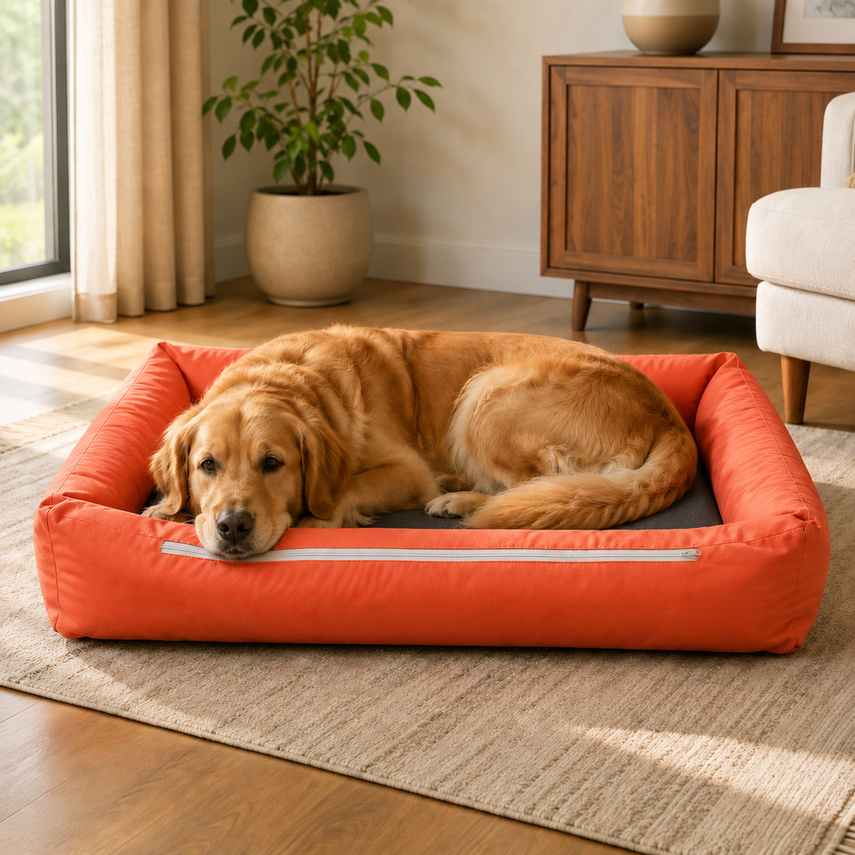 Dokitti Orange & Grey Lounger Dog Bed