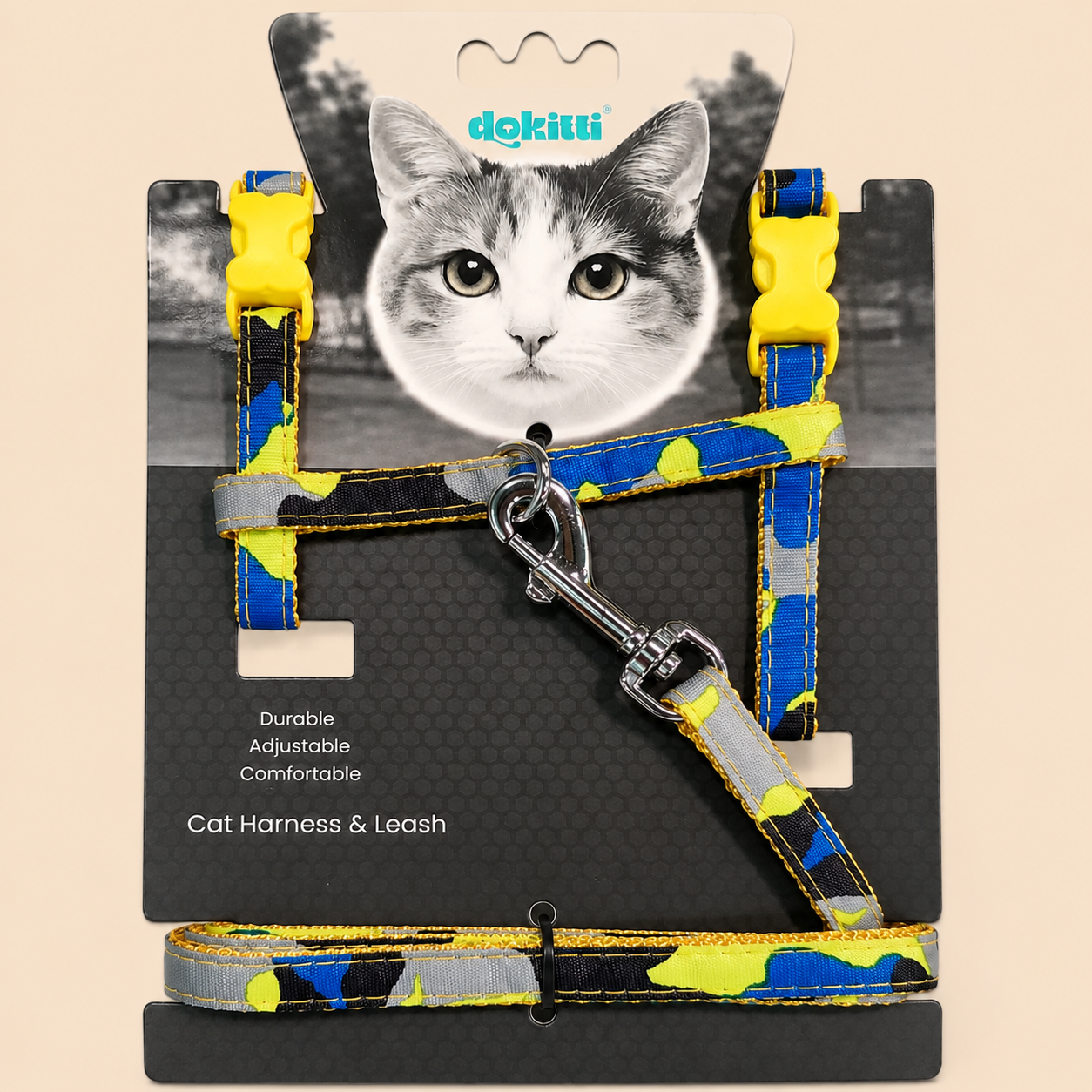 NEON SPLASH CAT LEASH & HARNESS SET
