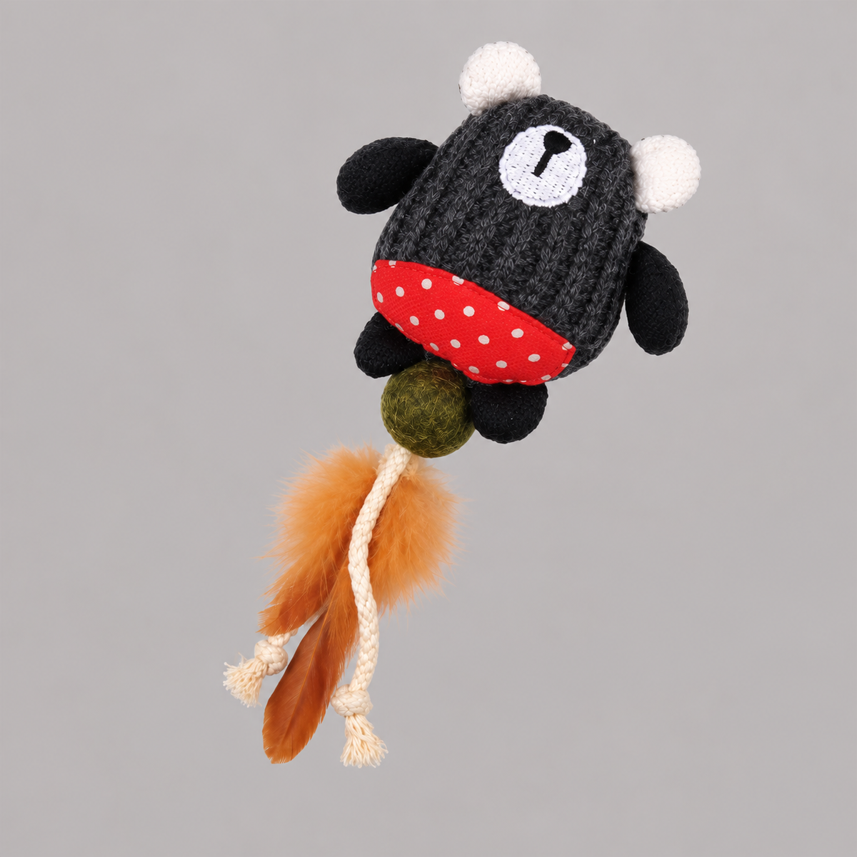 Interactive Plush Cat Toy with Ball, Rope & Feather Tail