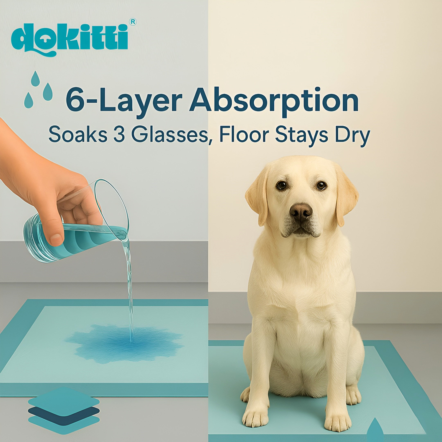 Dokitti Heavy Duty Dog Training Pads – Super Absorbent (15 Pcs)