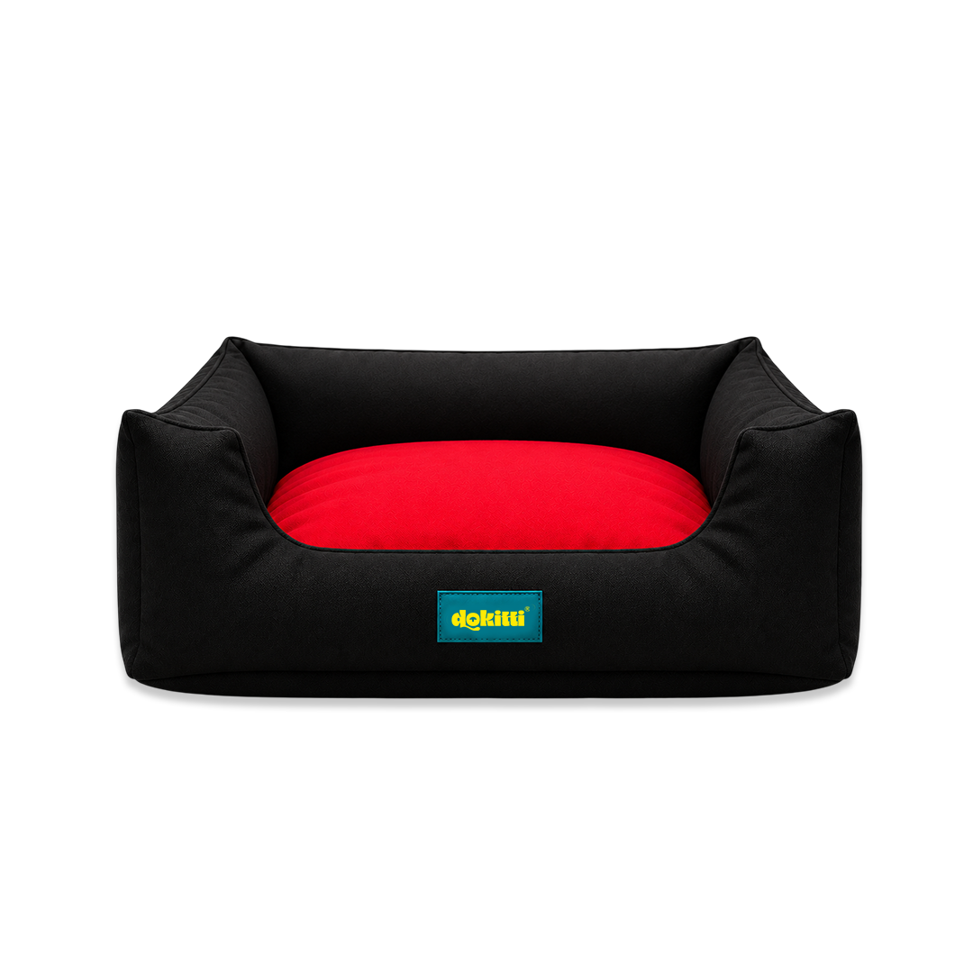 Water Resistant Dog Bed | Black & Blue Lounger Bed | 3 Sizes