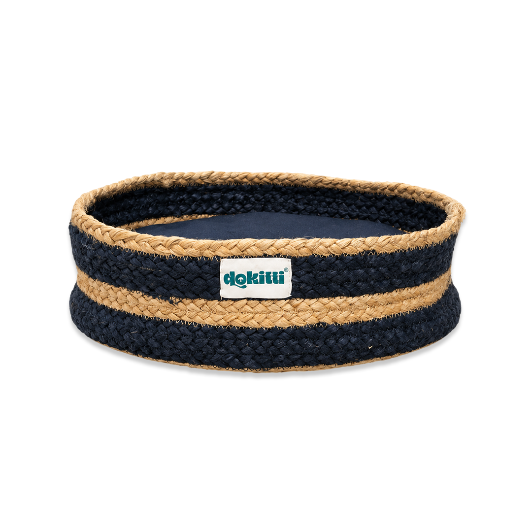 Dokitti Blue Rope Woven Basket Pet Bed