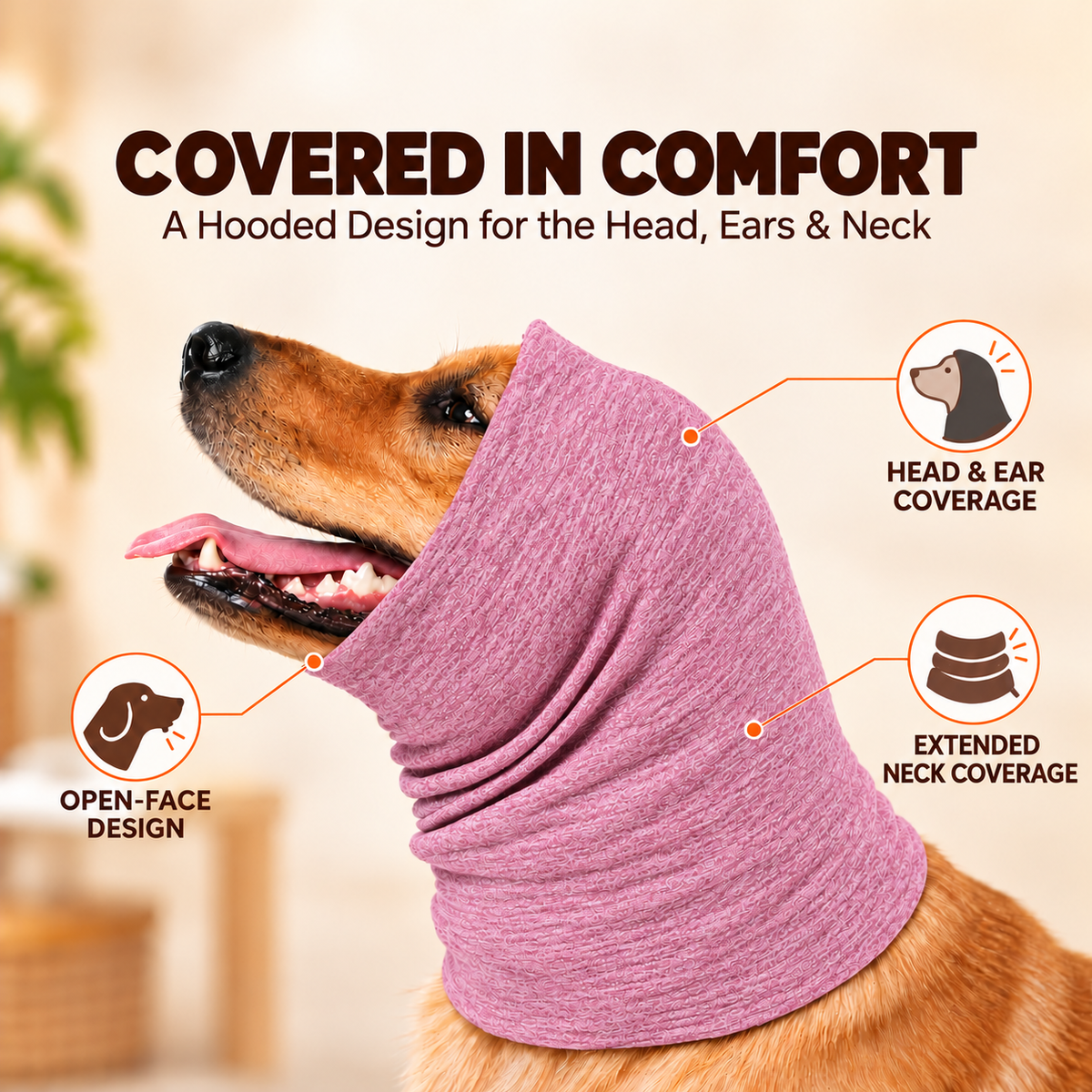 Drooma Dog Grooming Hoodie for Ears | Noise Reducing Calming Ear Cover for Blow Drying, Bathing & Force Dryer | Soft Stretchable Pet Snood for Dogs & Cats, Grey