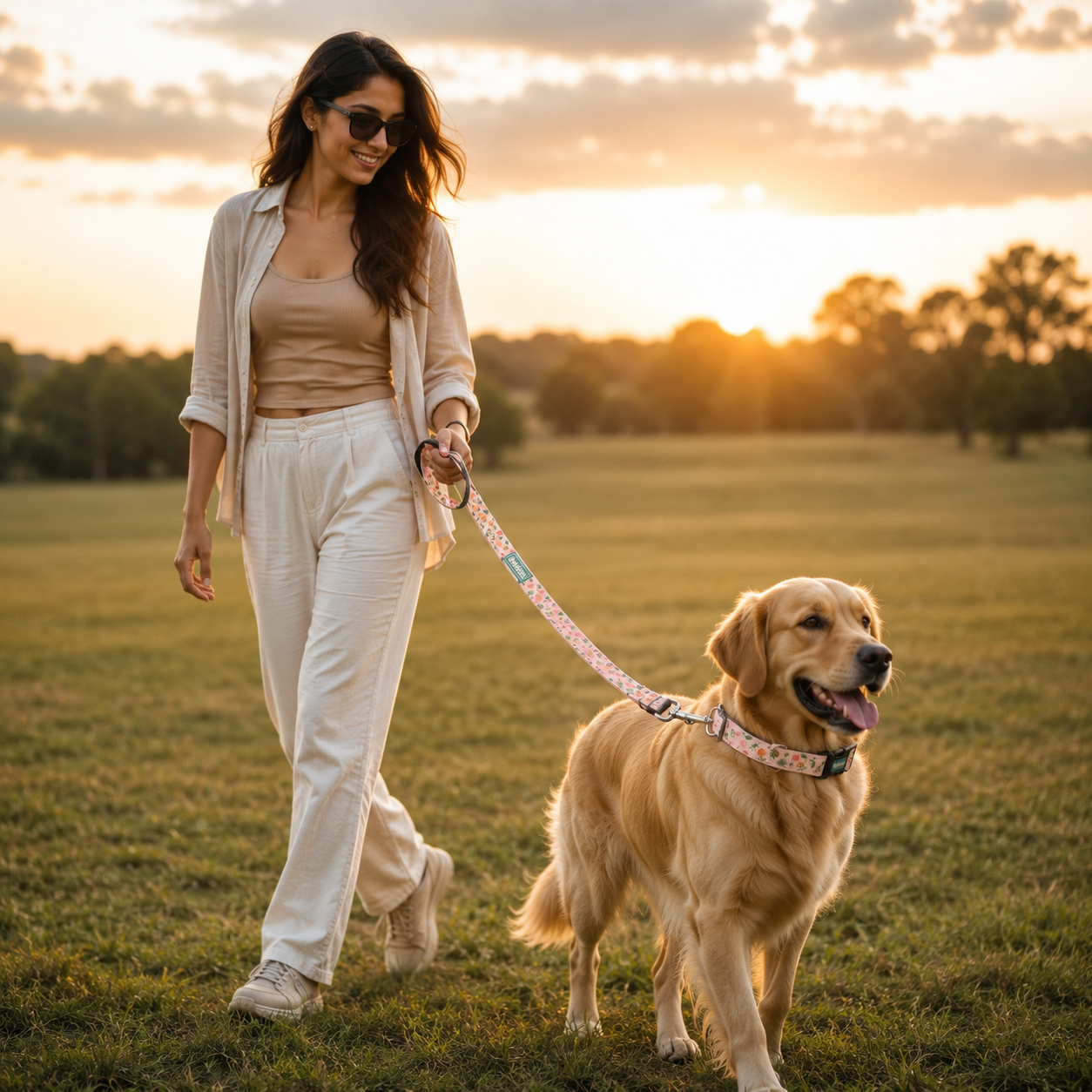 Printed Leash with Neoprene Padding(Medium)