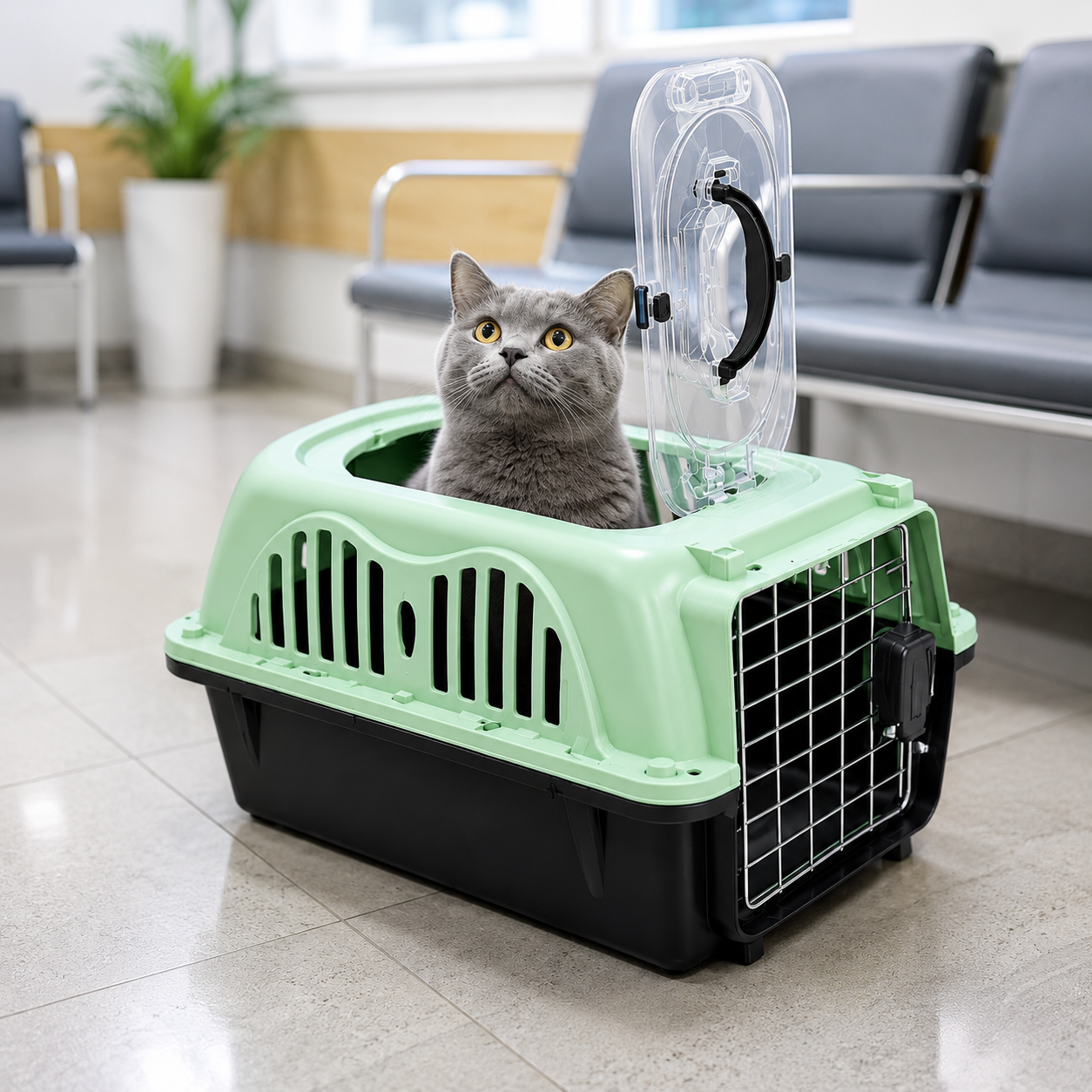 Dokitti Pawport Air – Breathable Cat Carrier | Top-Open Travel Crate for Cats & Small Pets