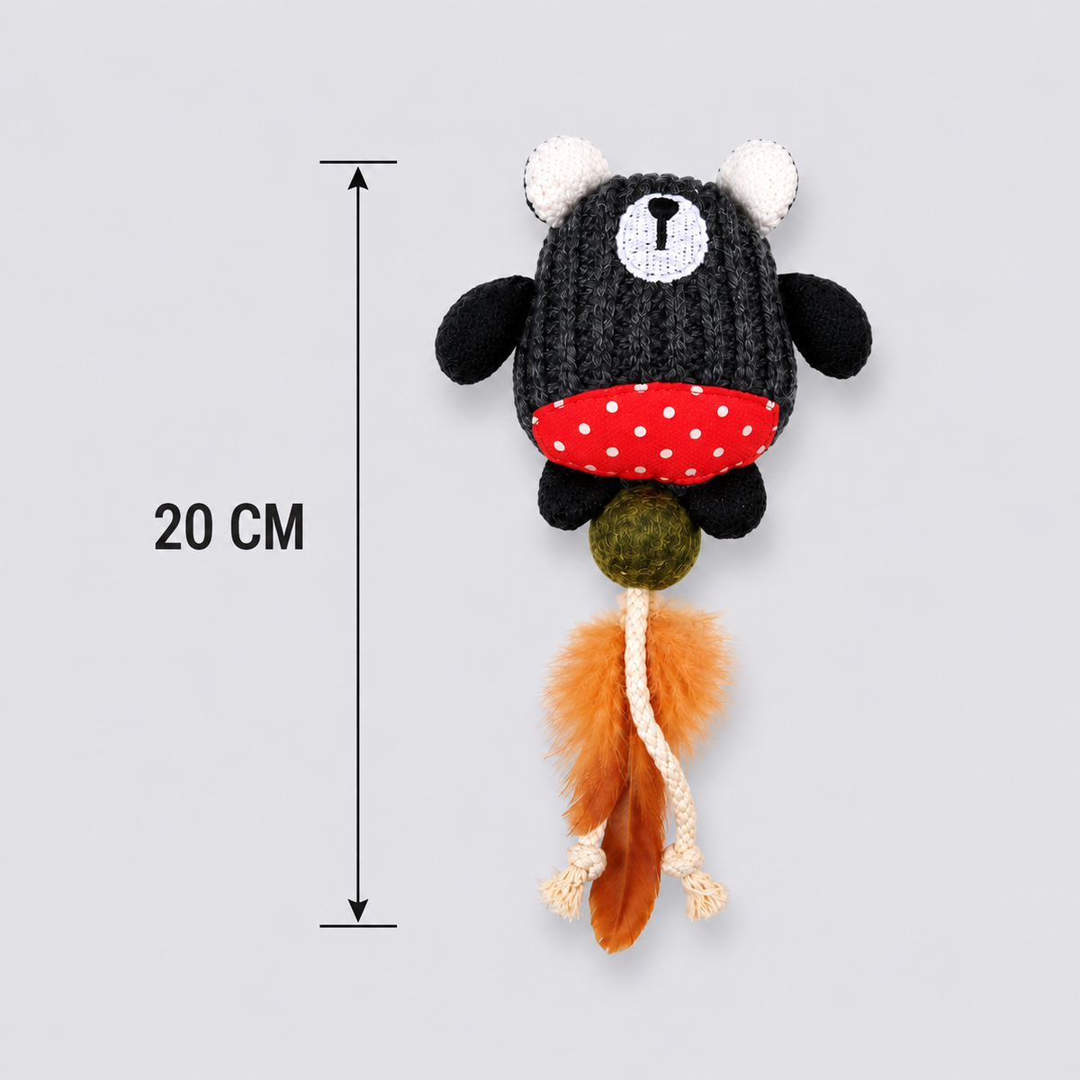 Interactive Plush Cat Toy with Ball, Rope & Feather Tail