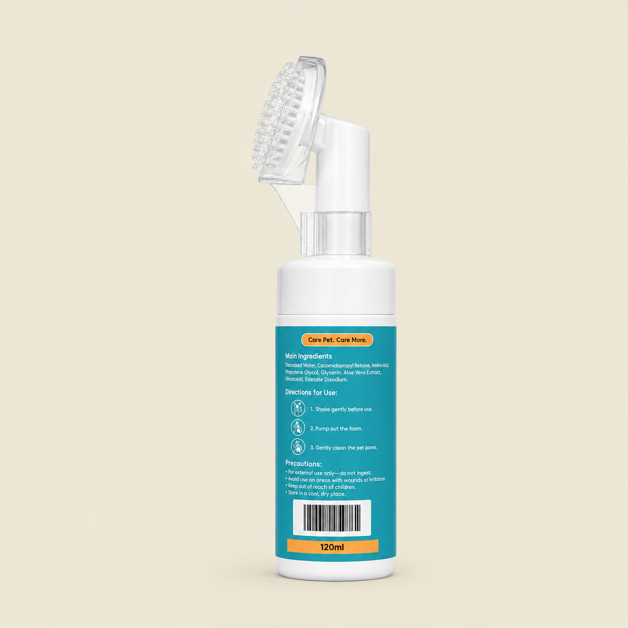 Dokitti Paw Cleaning Foam for Dogs & Cats – No-Rinse, Silicone Brush, 120ml