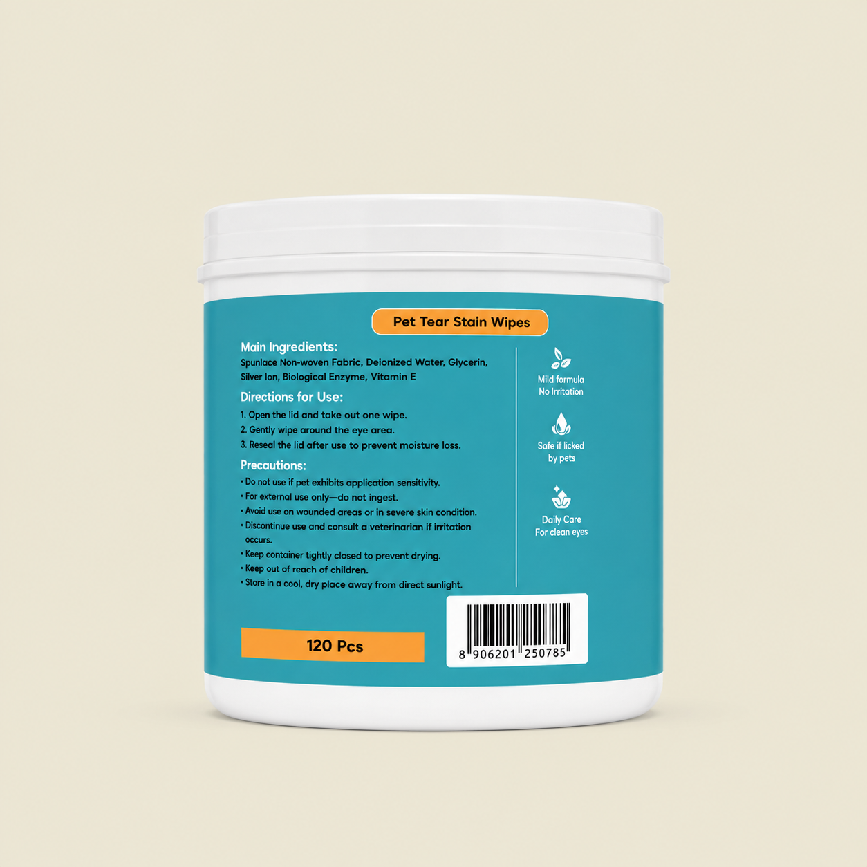 Dokitti Tear Stain Wipes for Dogs & Cats – Gentle Eye Cleaning Wipes, 120 Pcs