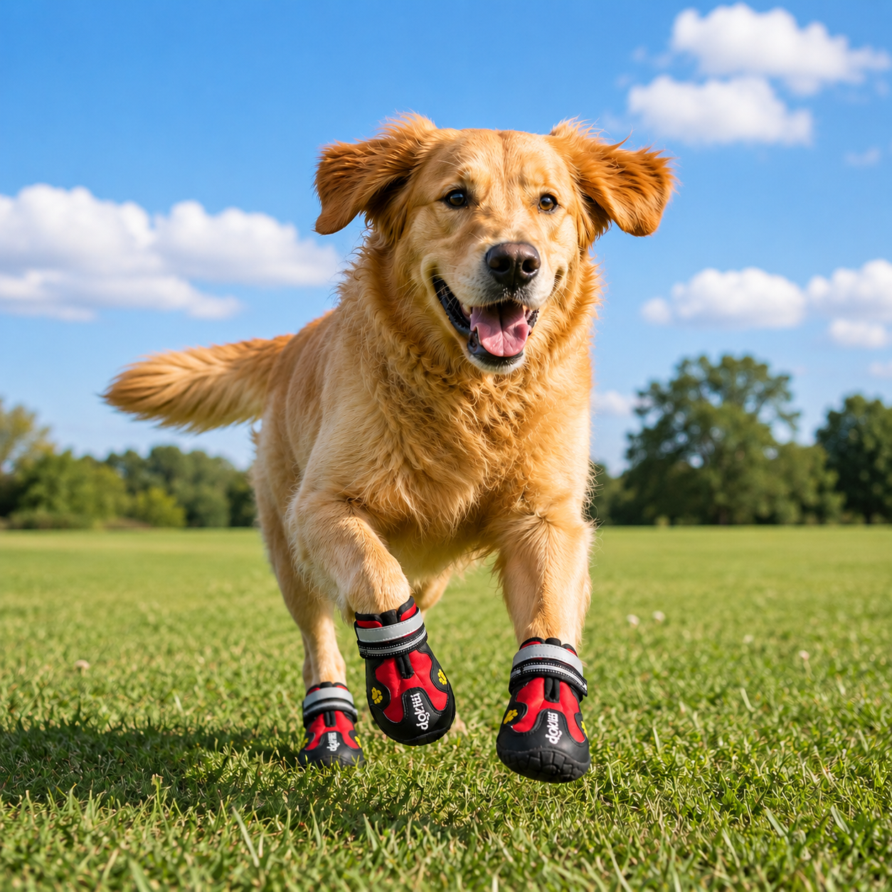 Anti-Slip Dog Shoes – Waterproof Paw Protector Boots, Red (Set of 4)