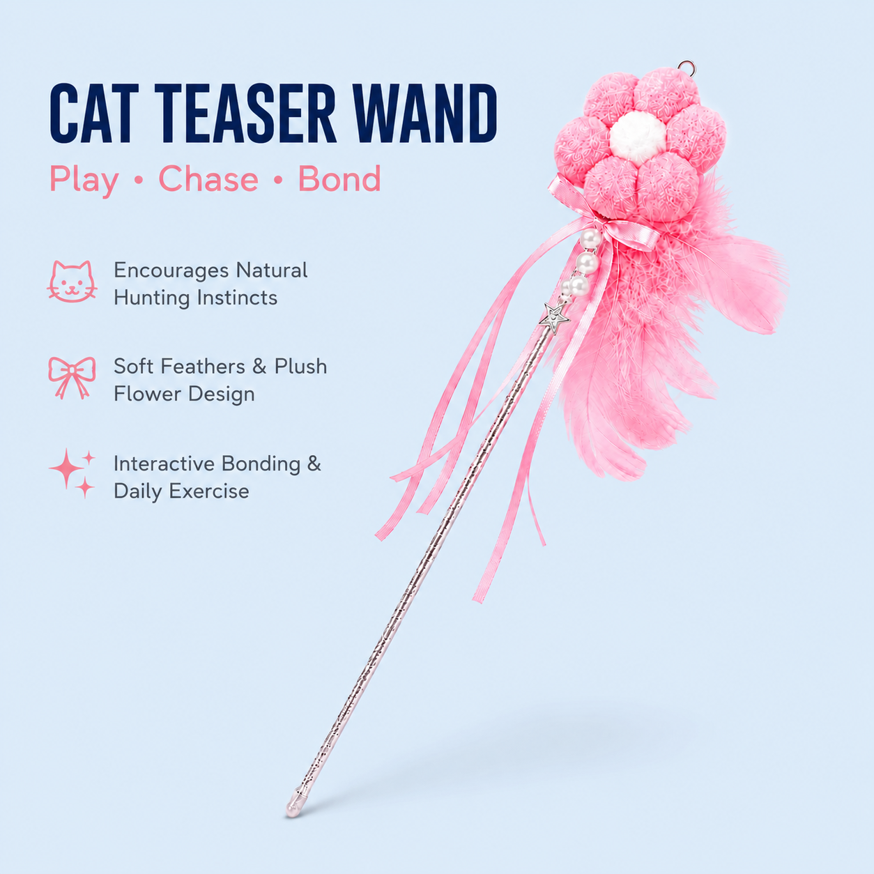 CAT TEASING STICK - FLOWER BOX