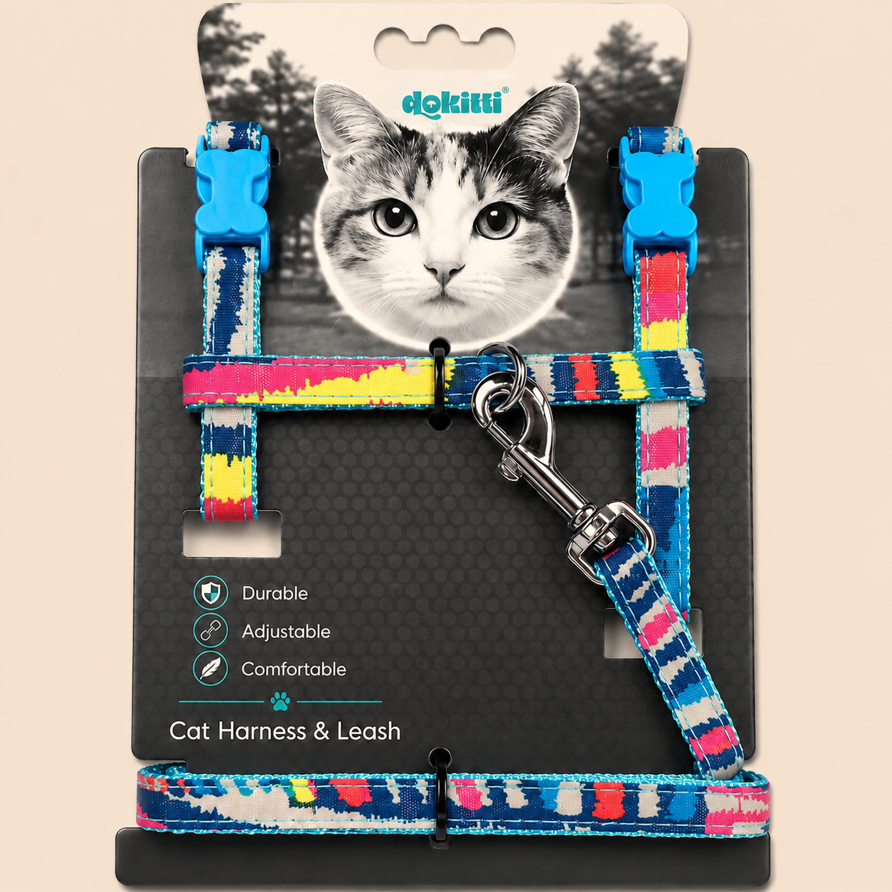 COLOR POP CAT LEASH & HARNESS SET