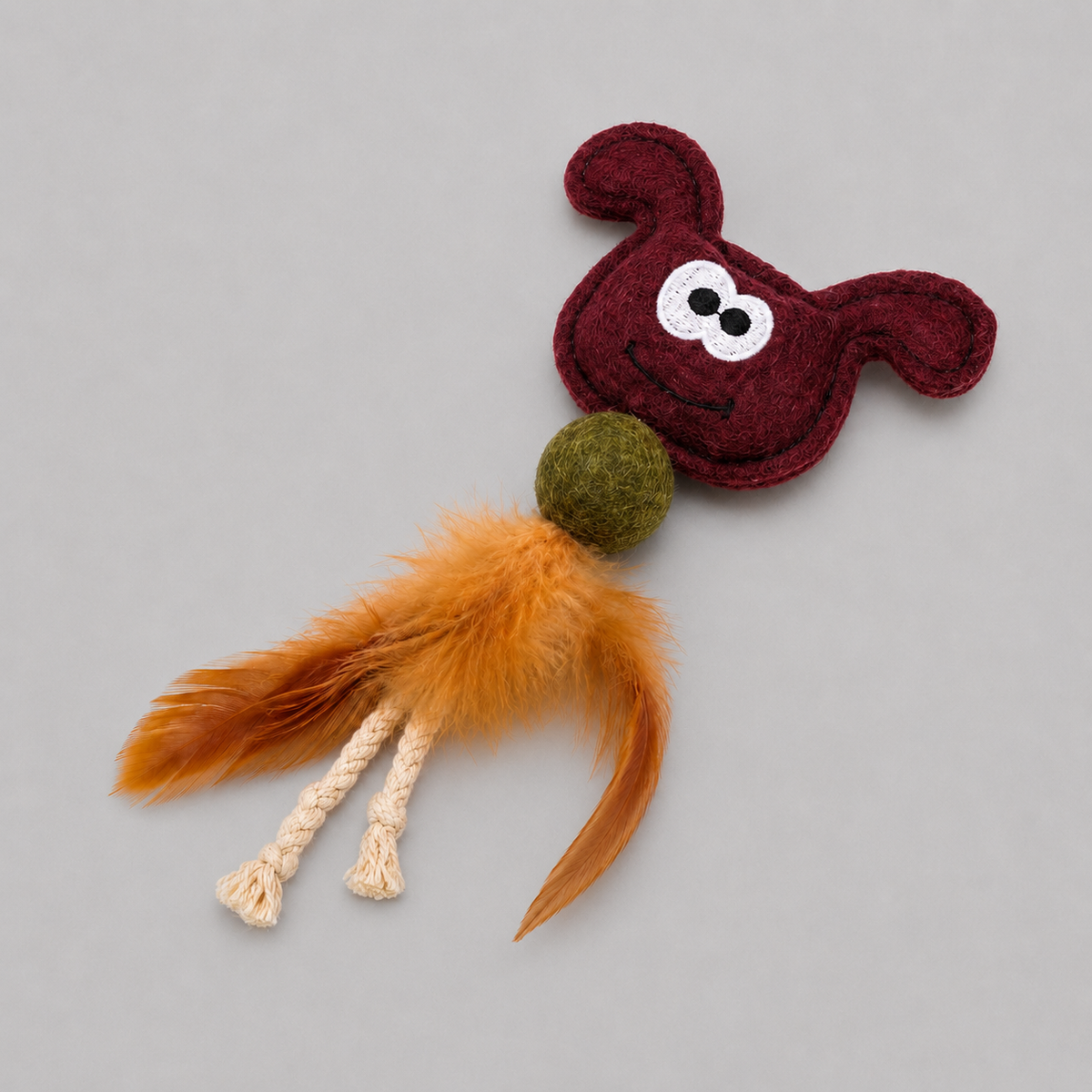 Dokitti Mouse Feather Cat Toy with Wool Ball & Rope Tails