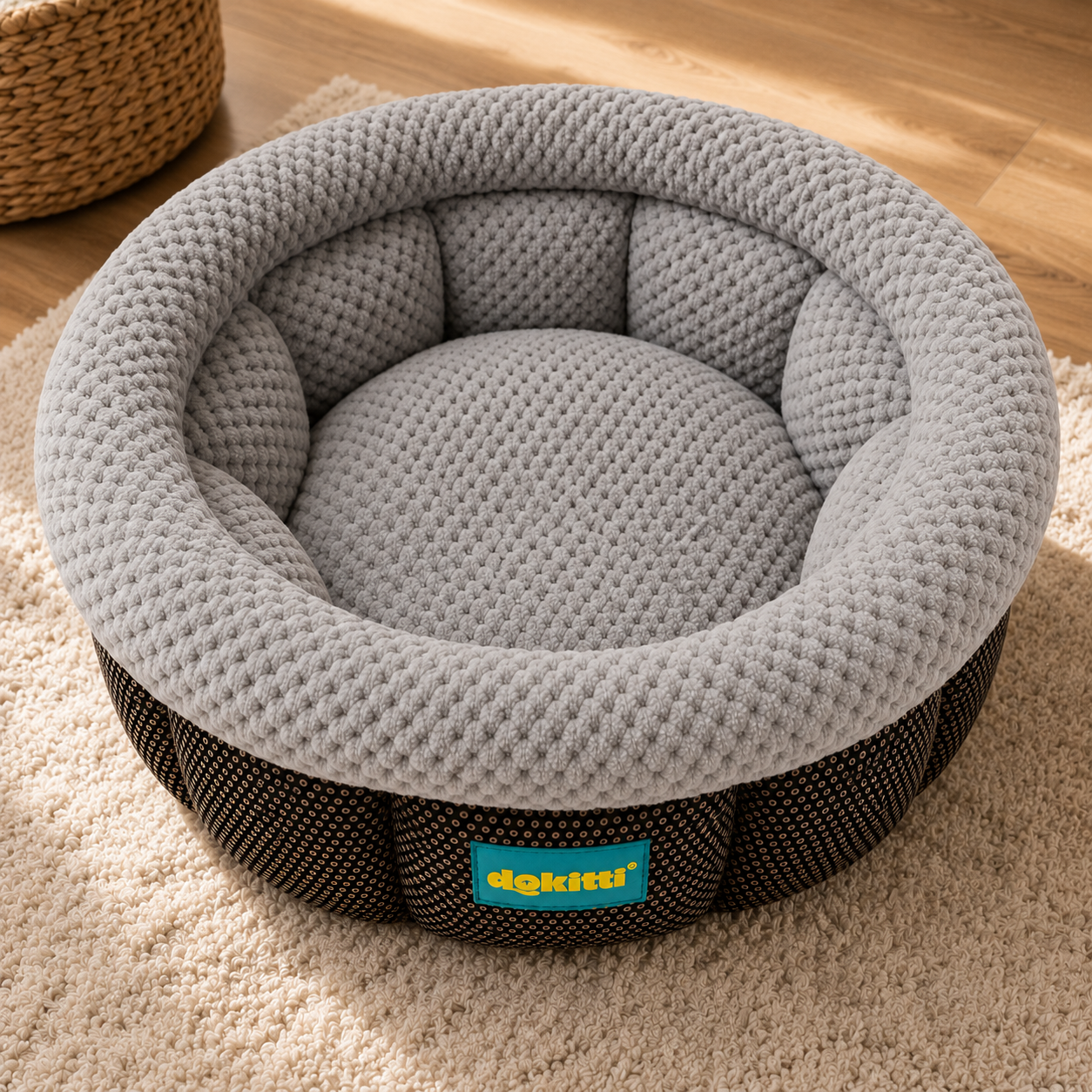 Dokitti Cuddle Cup Calming Pet Bed- Grey