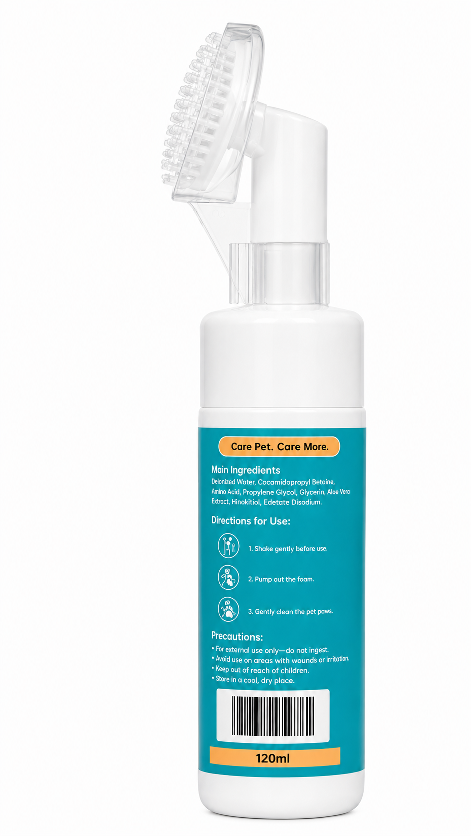 Dokitti Paw Cleaning Foam for Dogs & Cats – No-Rinse, Silicone Brush, 120ml