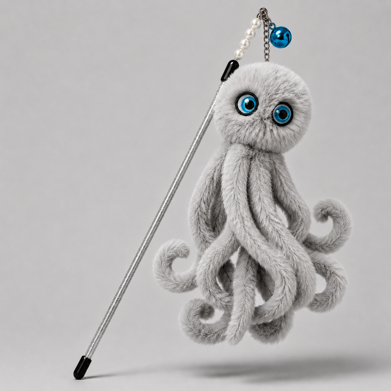 CAT TEASING STICK- OCTOPUS GREY