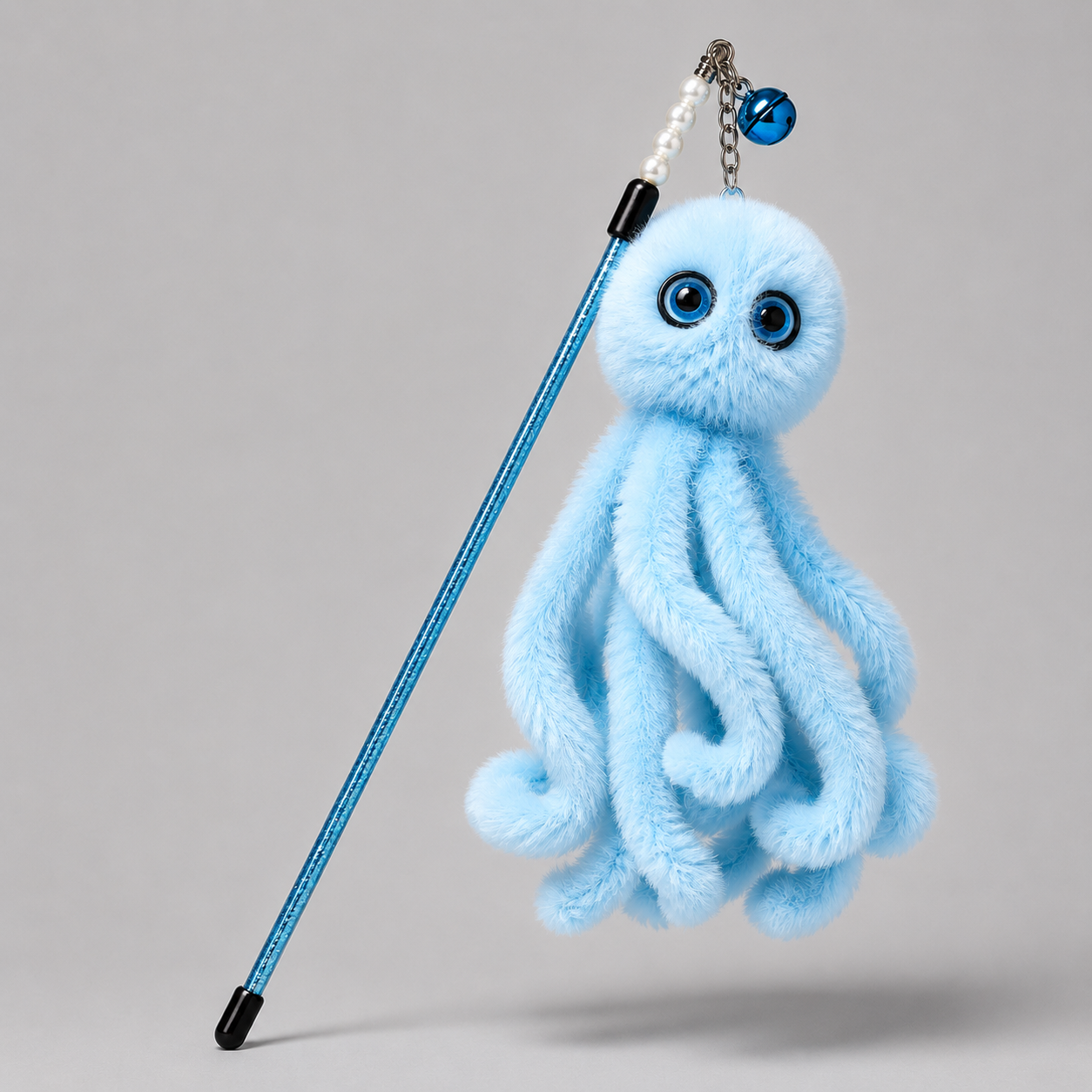 CAT TEASING STICK- OCTOPUS LIGHT BLUE
