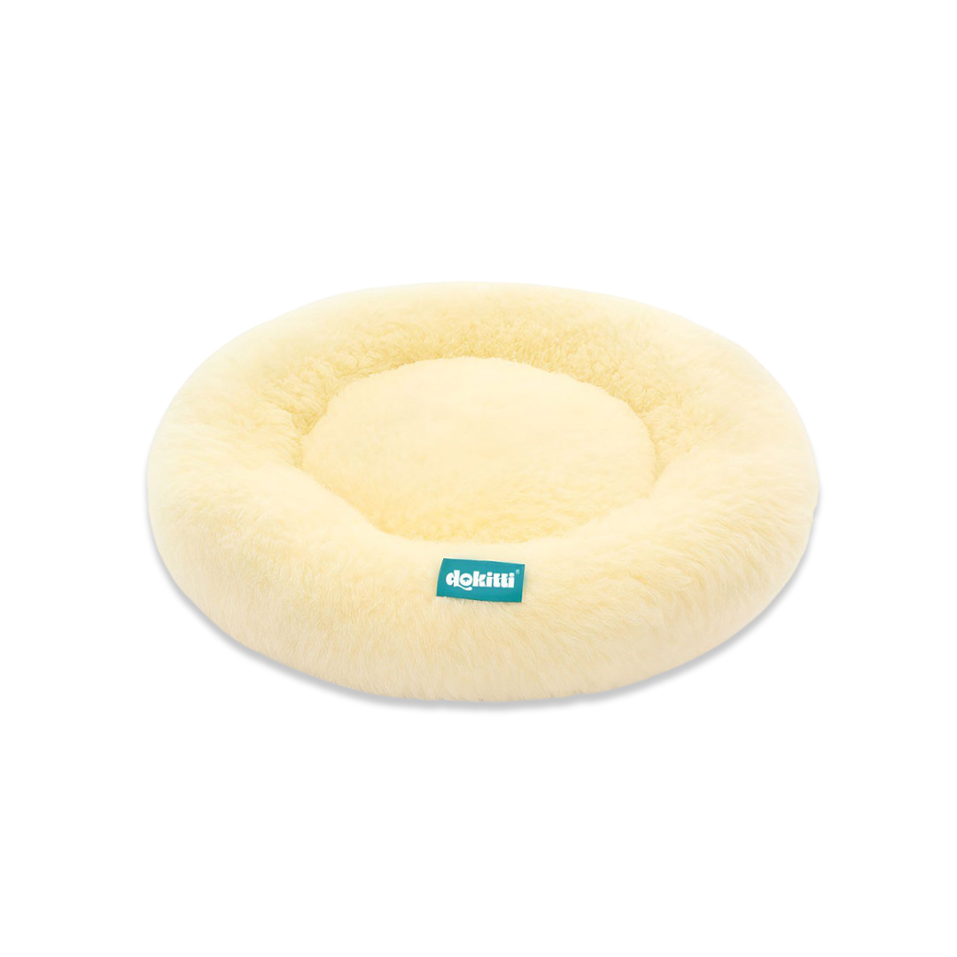 White Fur Donut Bed