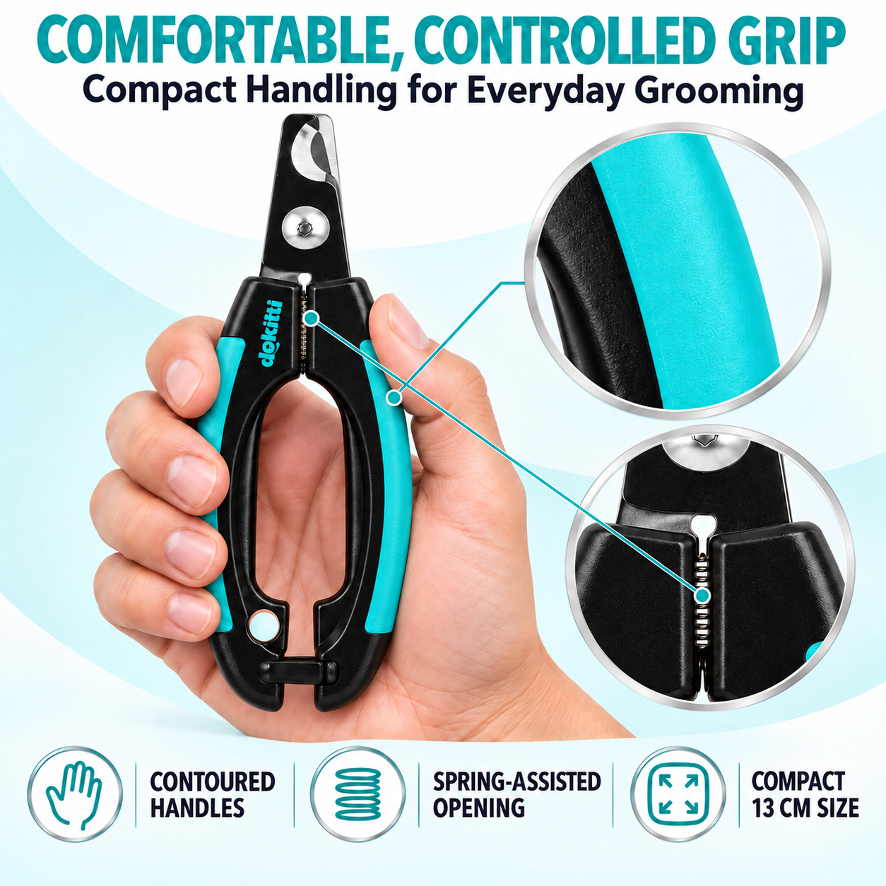 Dokitti Pet Nail Clipper for Dogs and Cats, Sharp Stainless Steel Scissor Style Nail Cutter with Non Slip Grip Handles and Safety Lock, Small and Medium Pets