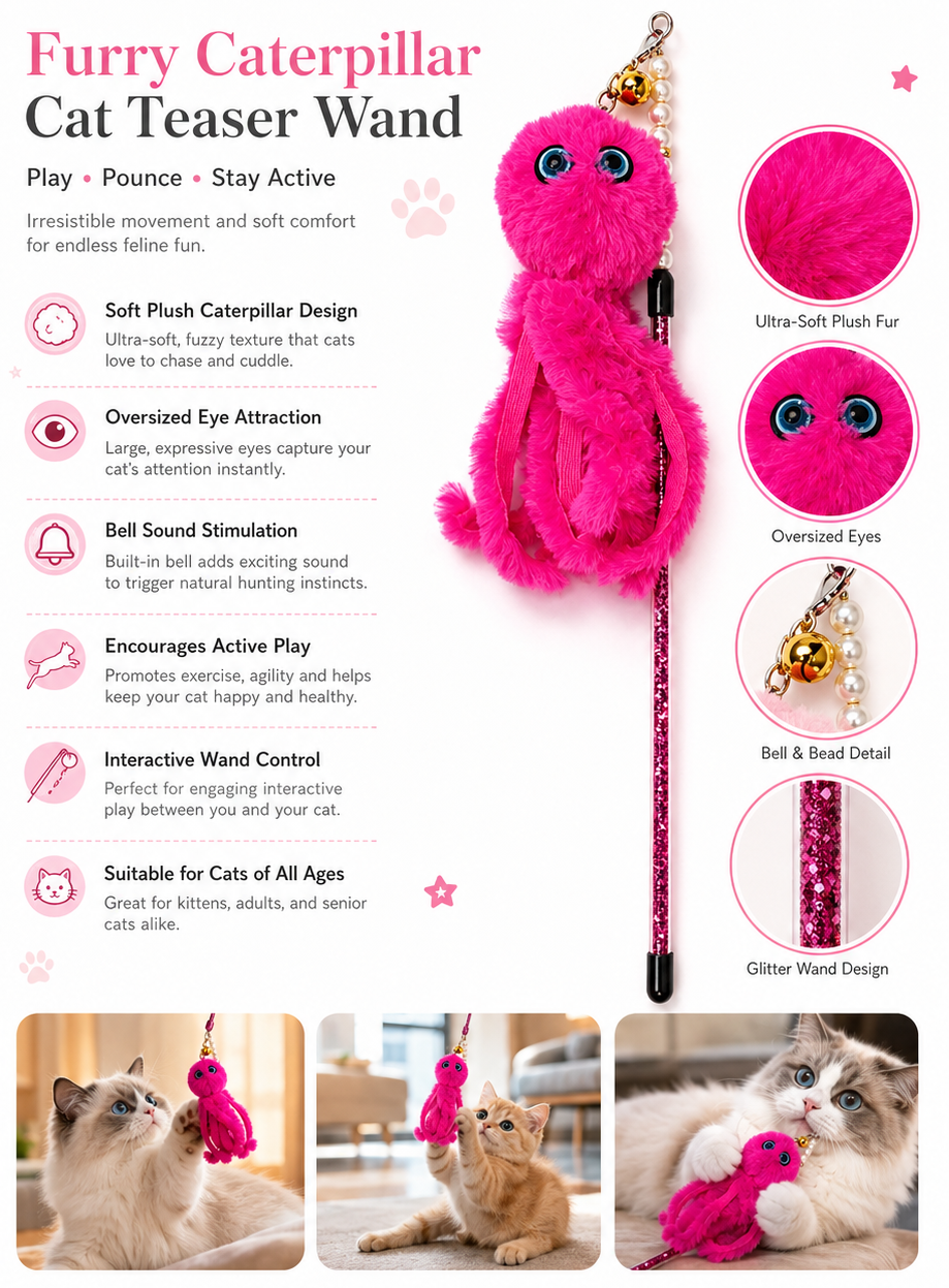 CAT TEASING STICK- OCTOPUS PINK