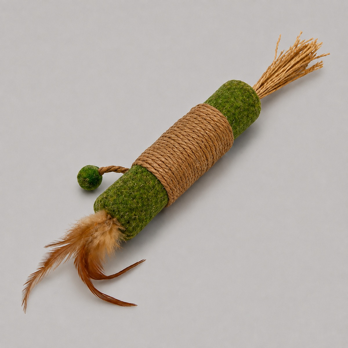 Dokitti Sisal Kicker Cat Toy with Feathers & Wool Ball