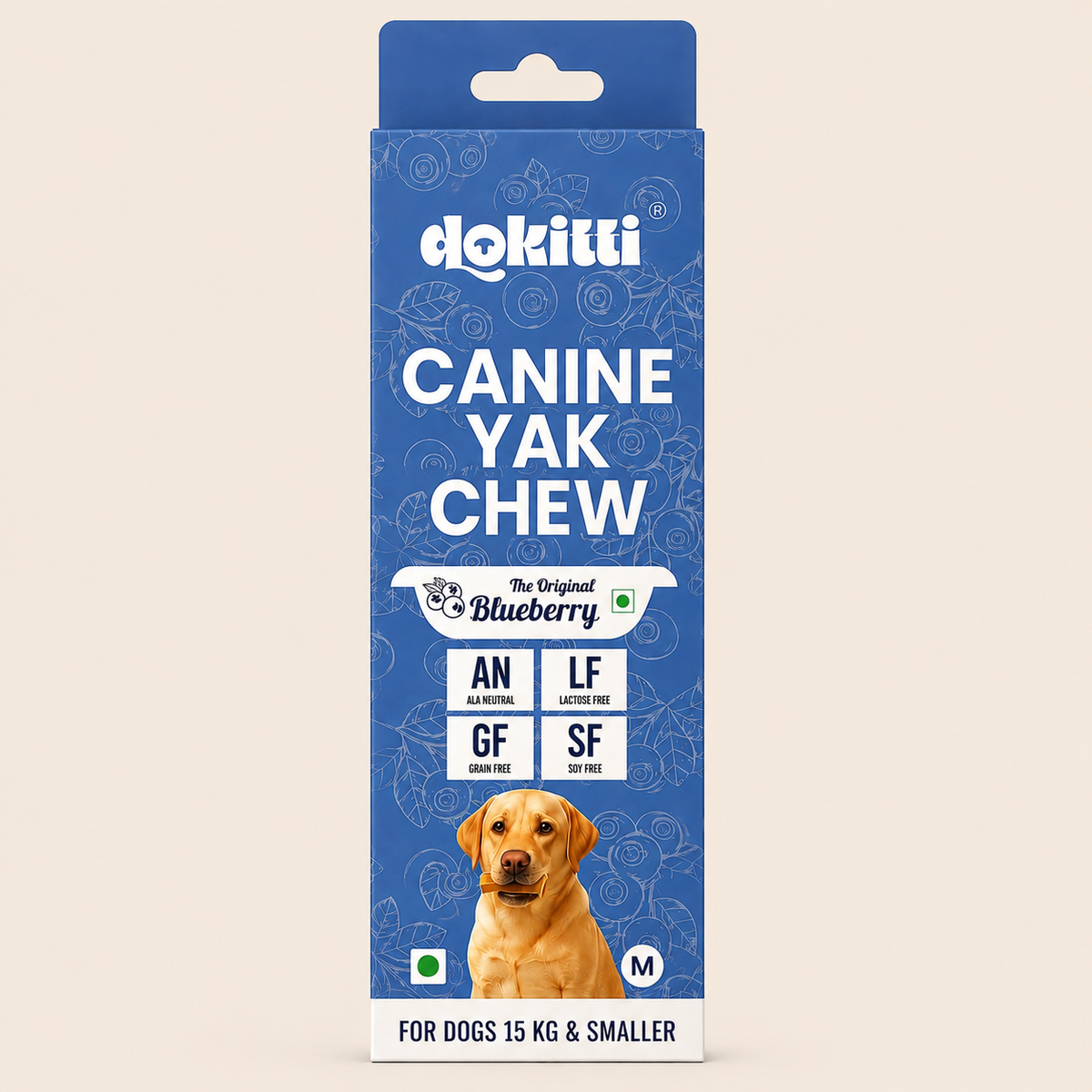 Dokitti Canine Yak Chew Blueberry Dog Treat, Medium