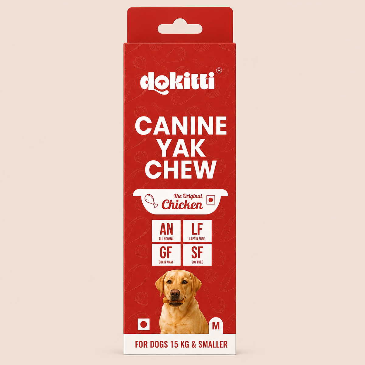 Dokitti Canine Yak Chew Chicken Dog Treat, Medium