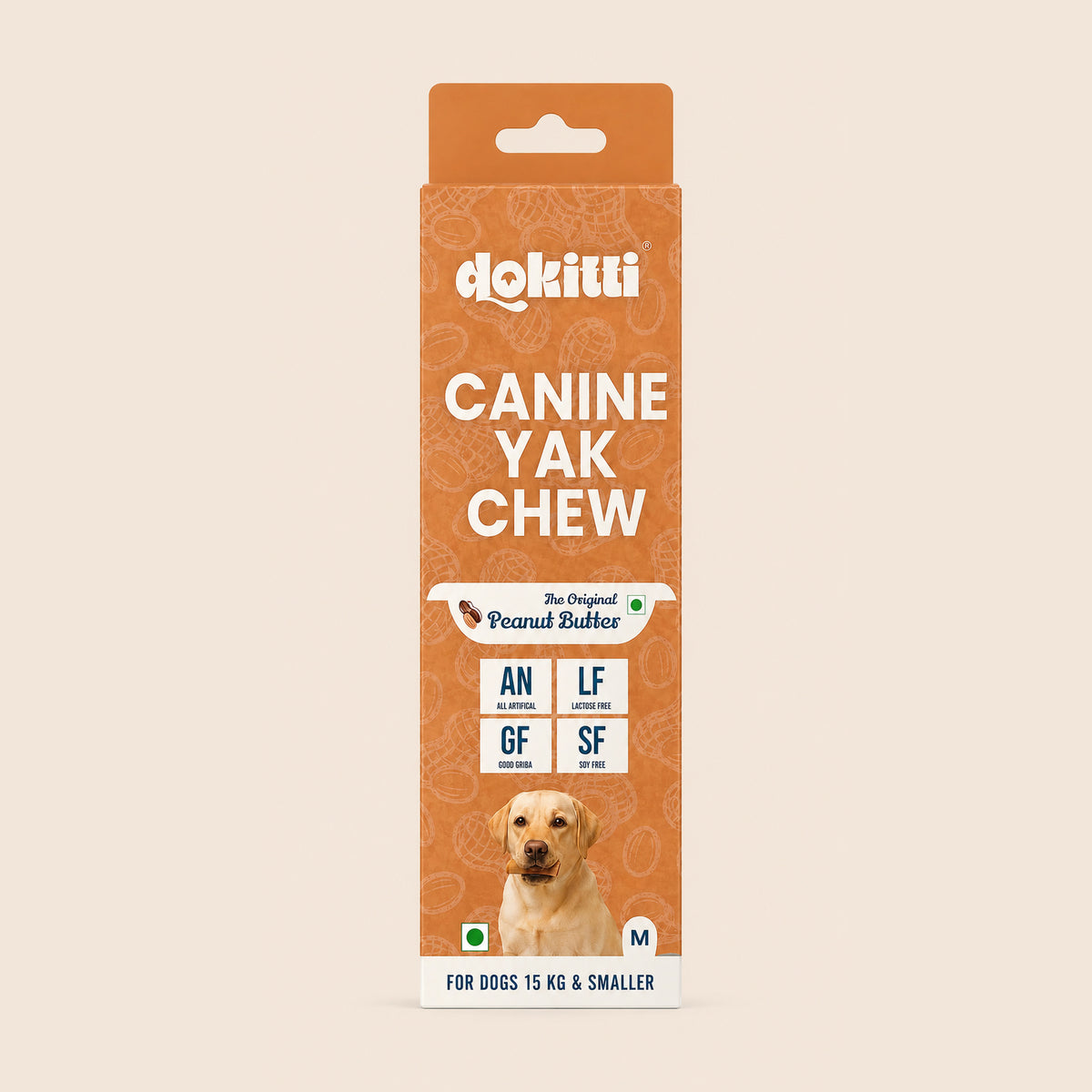 Dokitti Canine Yak Chew Peanut Butter Dog Treat, Medium