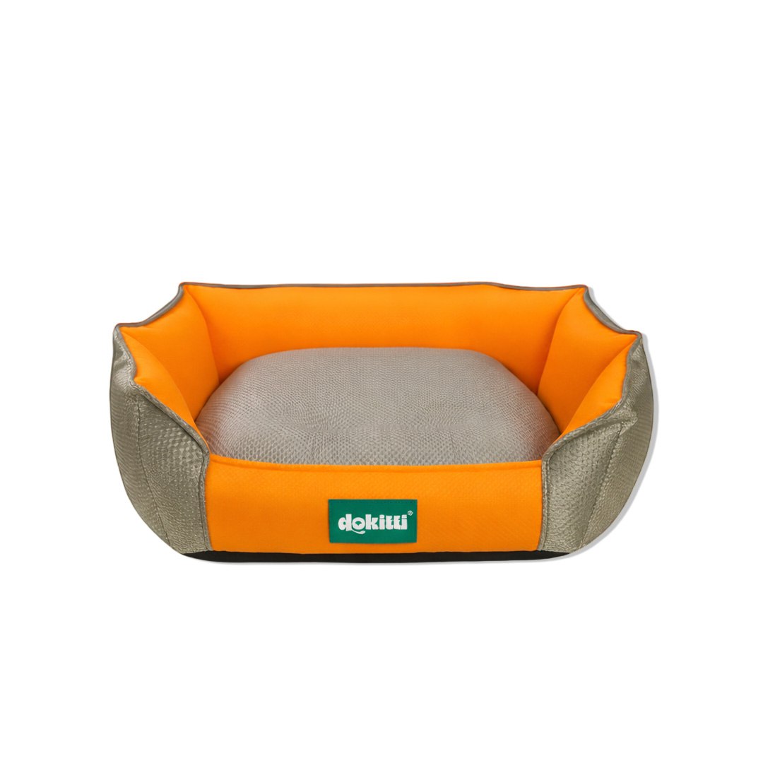 Dokitti Orange & Grey Woven Basket Pet Bed