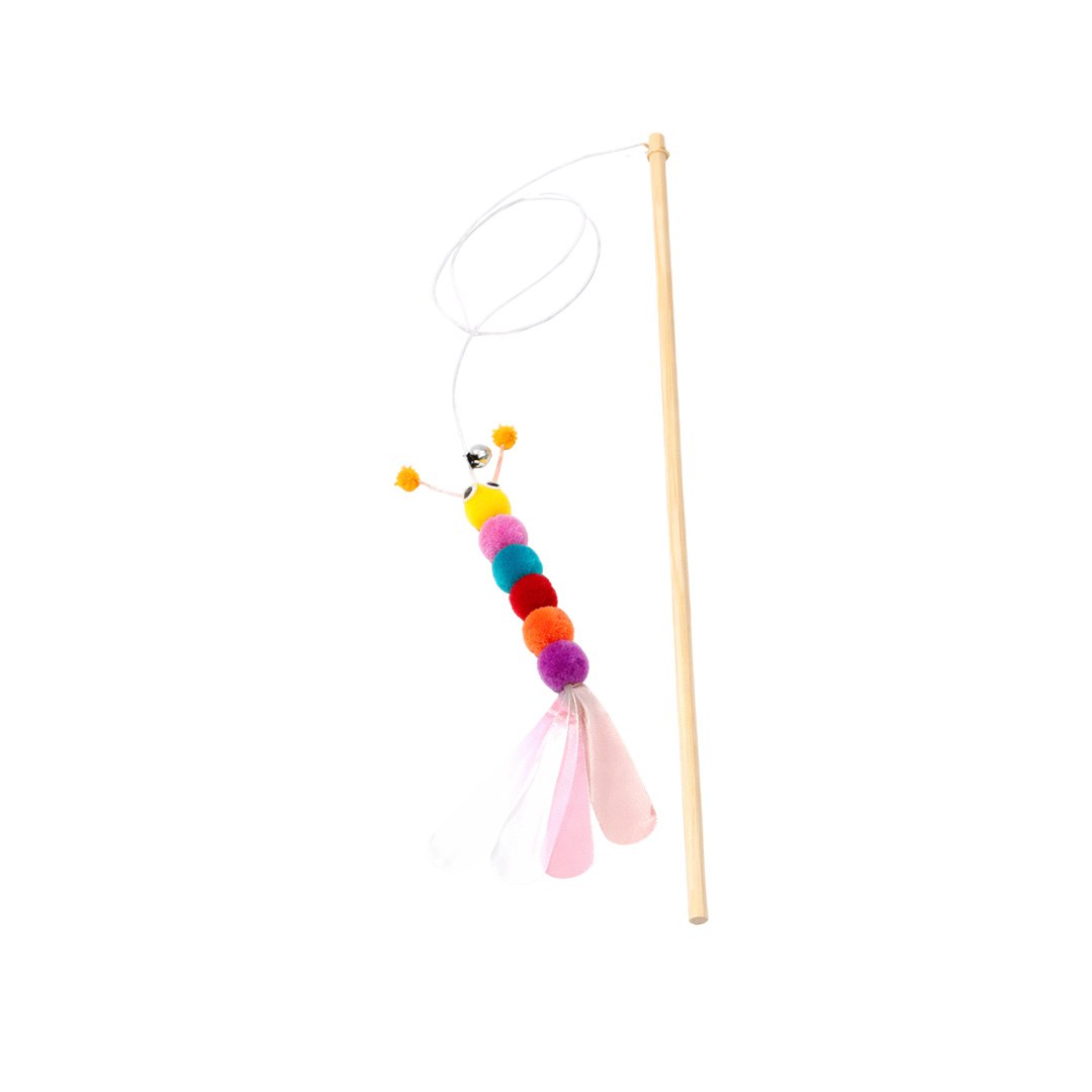 CATERPILLAR RAINBOW POM TEASER WAND