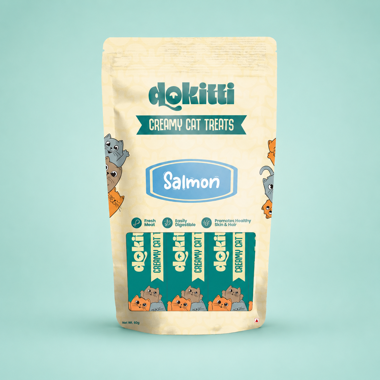 Dokitti Creamy Cat Treats with Real Salmon – Lickable Puree 60g
