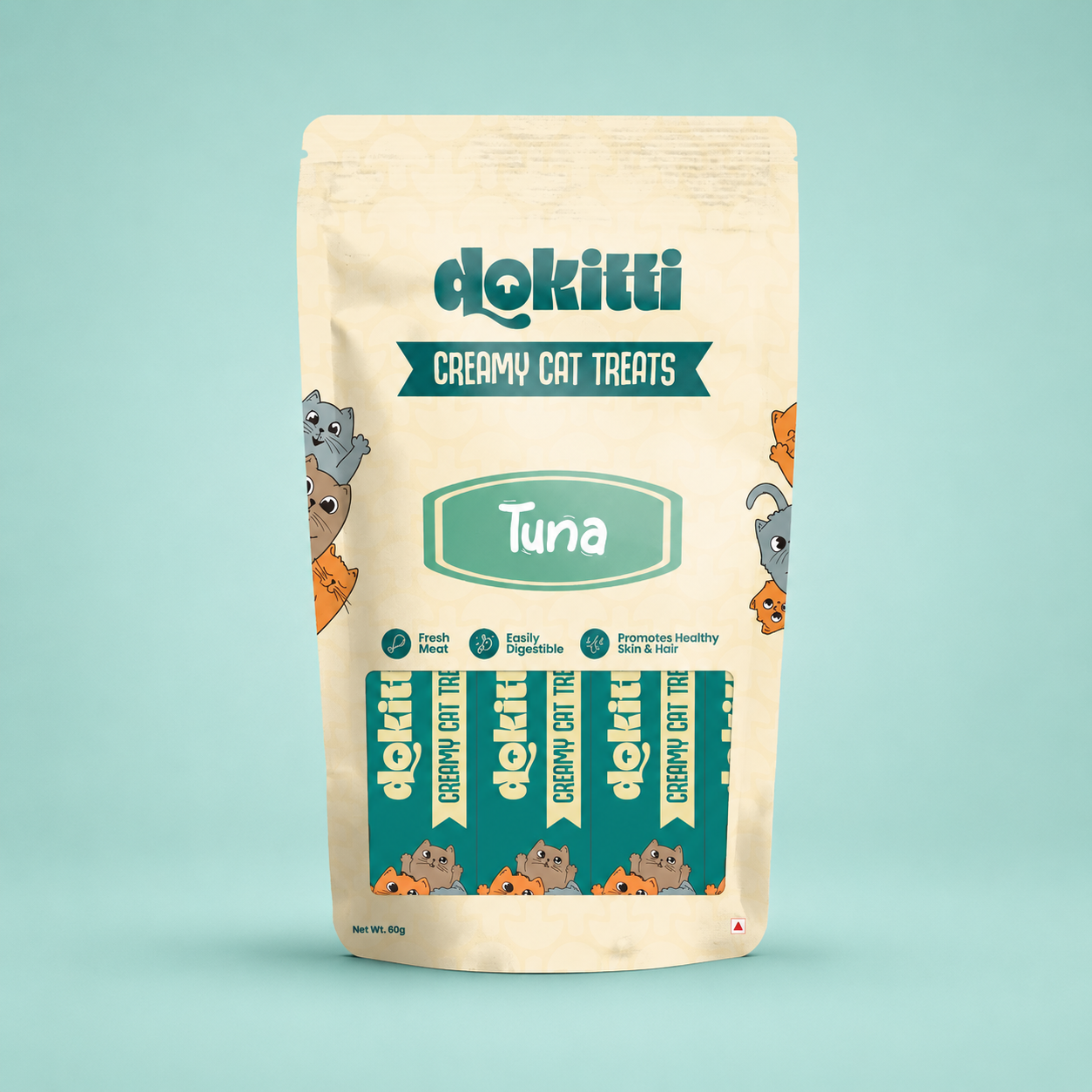 Dokitti Creamy Cat Treats with Real Tuna– Lickable Puree 60g