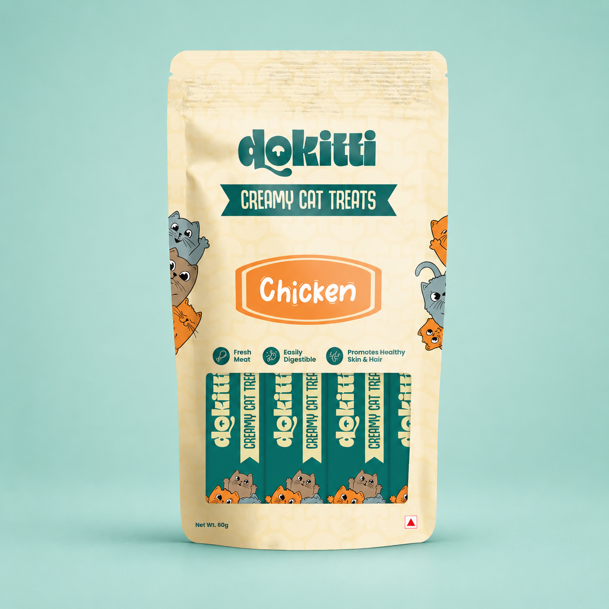Dokitti Creamy Cat Treats with Real Chicken – Lickable Puree 60g