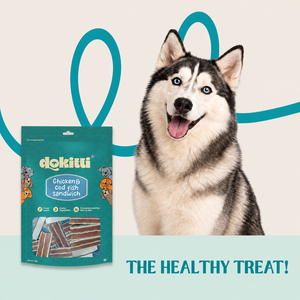 Dokitti Chicken & Cod Fish Sandwich – Omega-3 Dog Treats