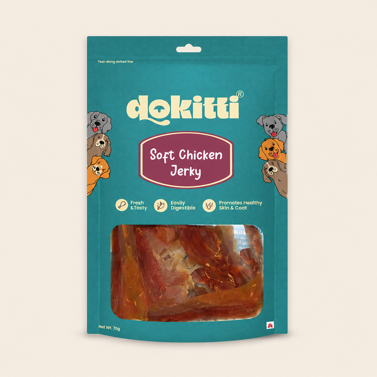 Dokitti Soft Chicken Jerky – High-Protein Dog Treats