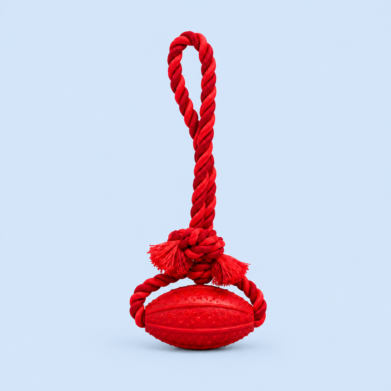 Dokitti Dental Rugby Ball with Rope for Dogs-Red
