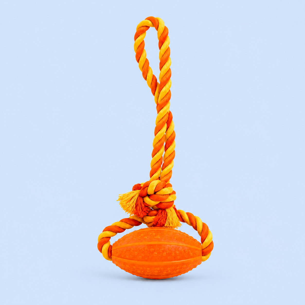 Dokitti Dental Rugby Ball with Rope for Dogs-Orange