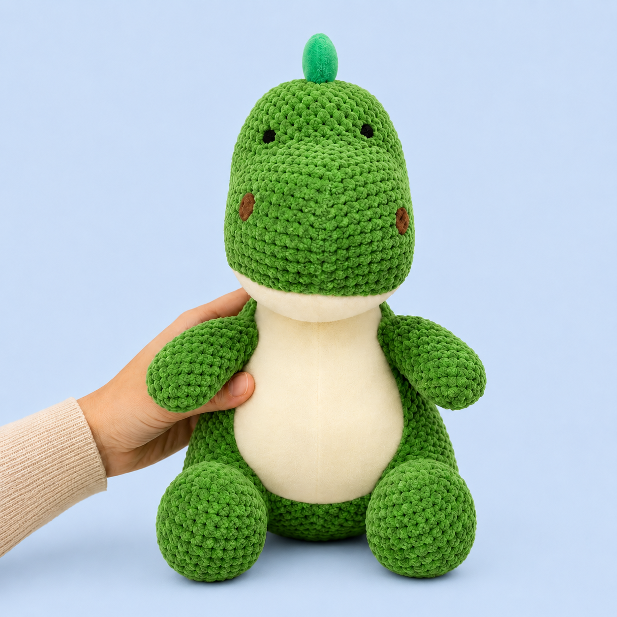Dokitti Green Dinosaur Plush Dog Toy with Bell