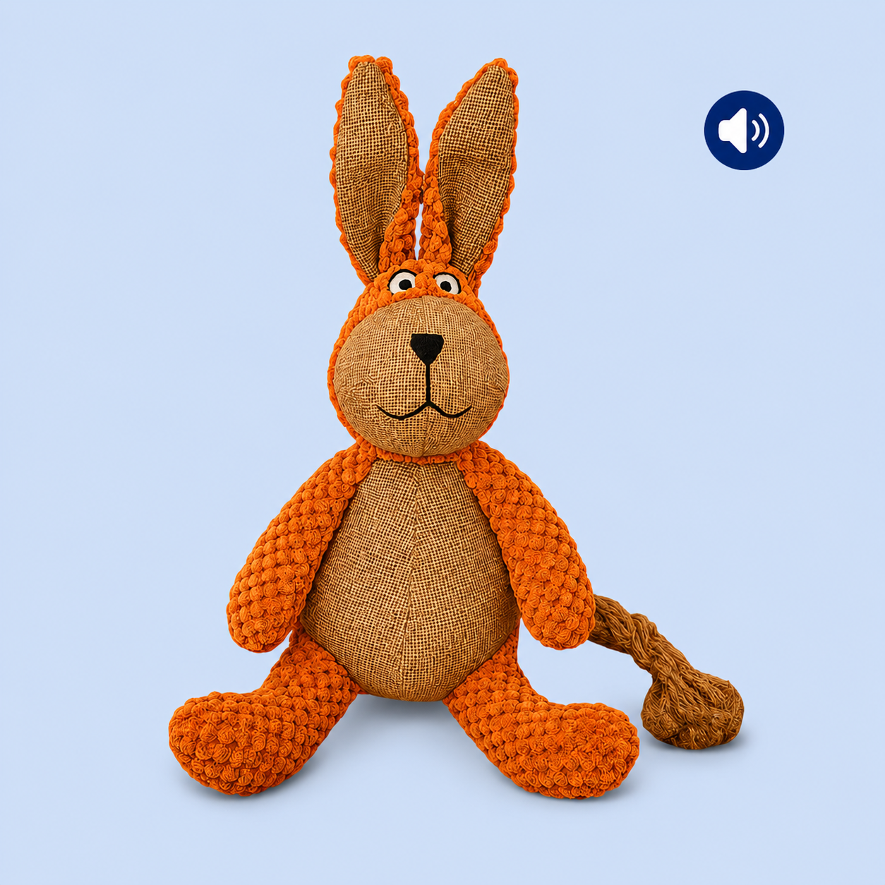 Dokitti Burlap Bunny Plush Dog Toy with Squeaker