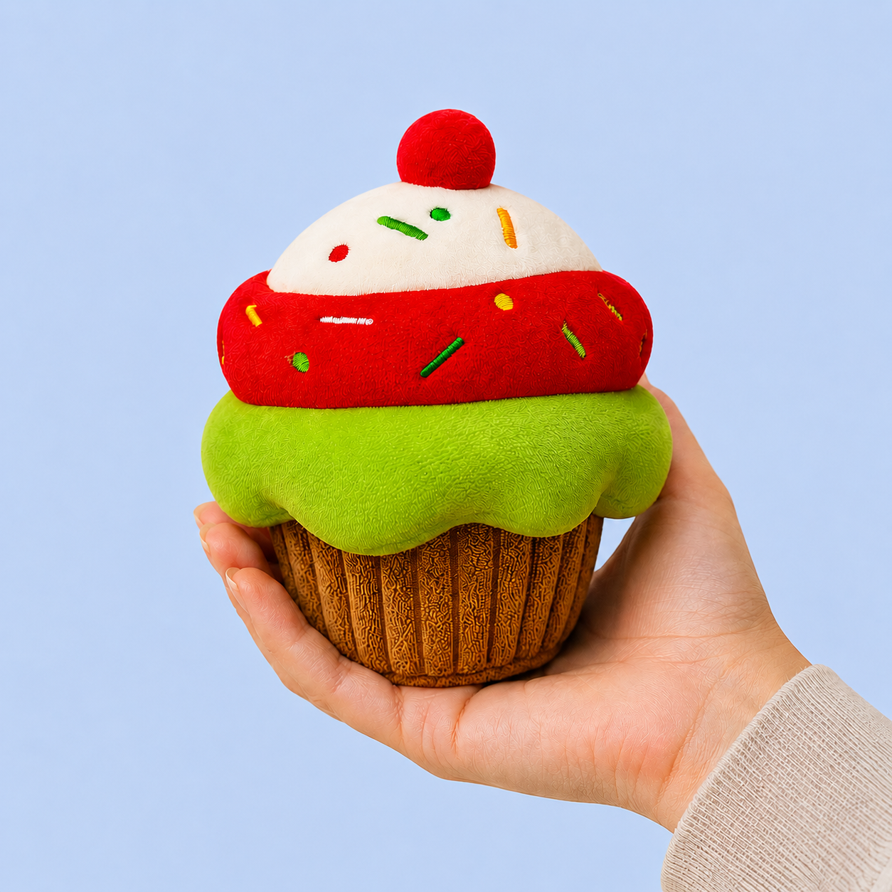 Dokitti Sprinkle Cupcake Plush Dog Toy with Squeaker