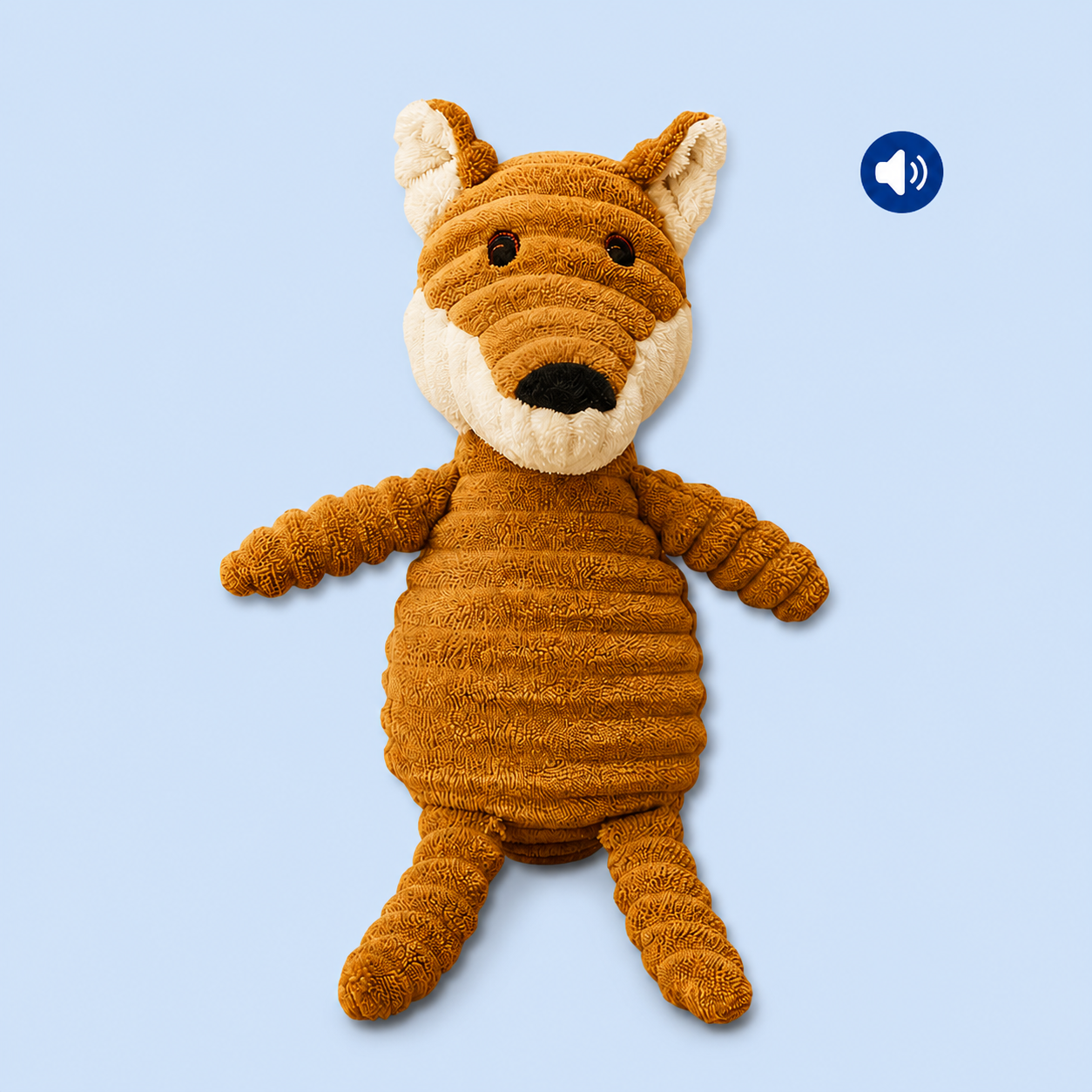 Dokitti Fuzzy Fox Corduroy Plush Dog Toy with Squeaker
