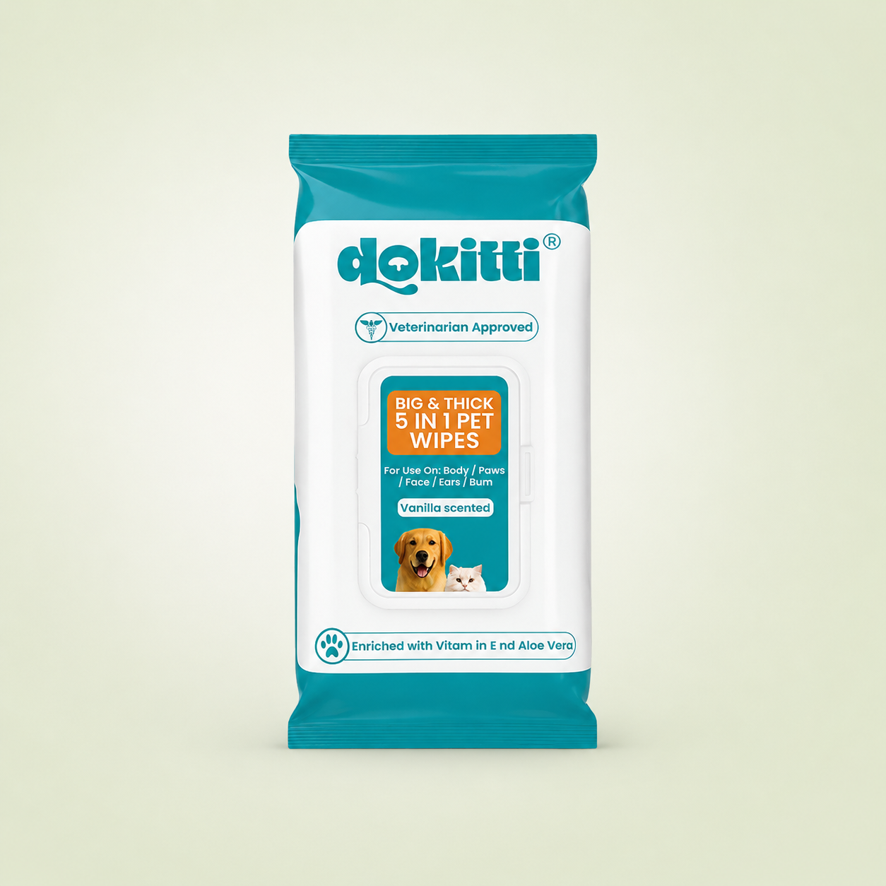 Dokitti Pet Wipes for Dogs & Cats – 5-in-1 80Pcs