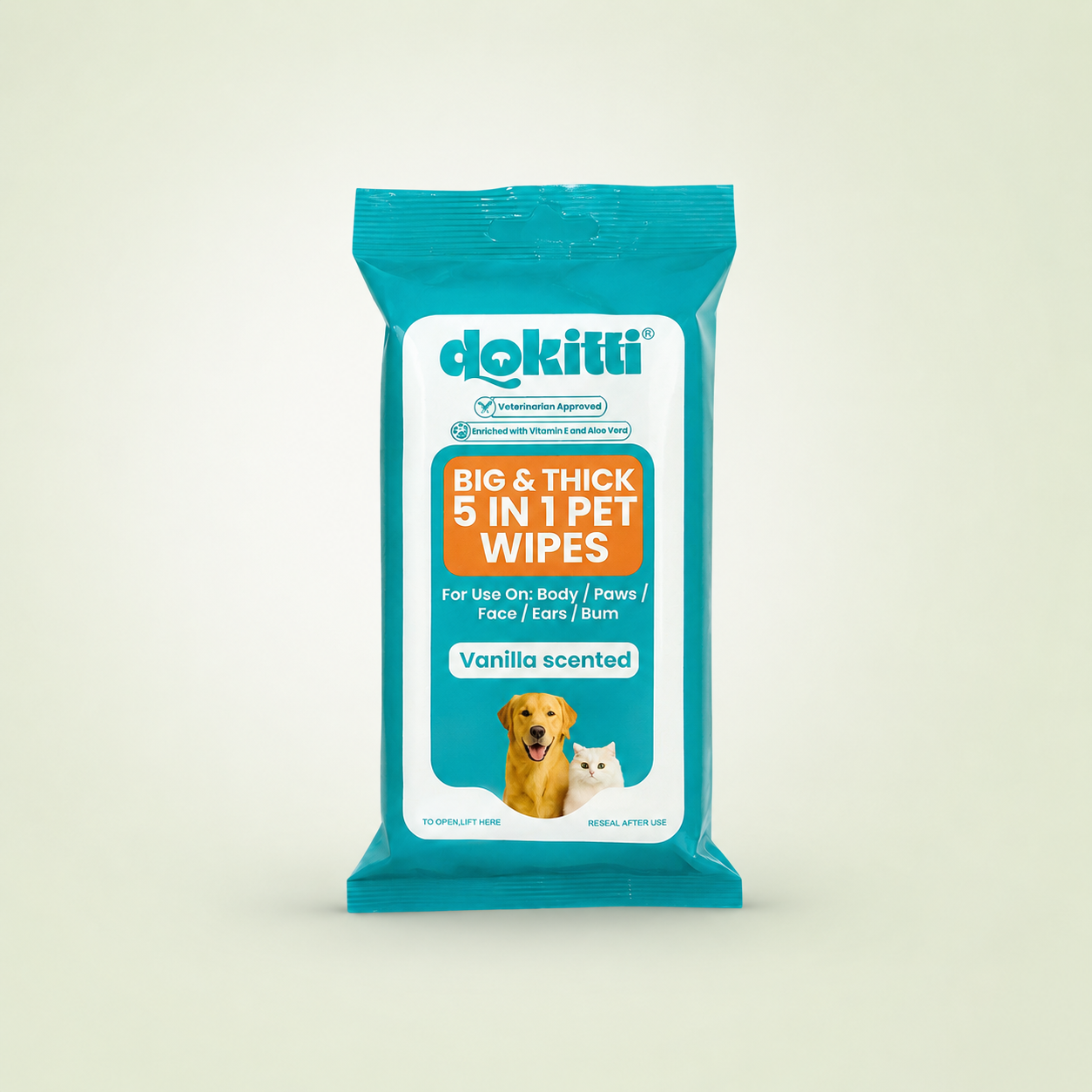 Dokitti Travel Pet Wipes for Dogs & Cats – 15 Pcs