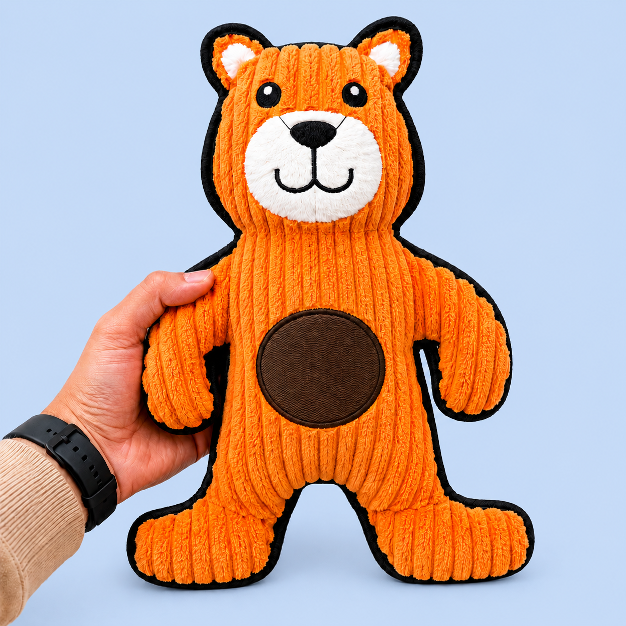 Dokitti Corduroy Bear Plush Dog Toy with Squeaker