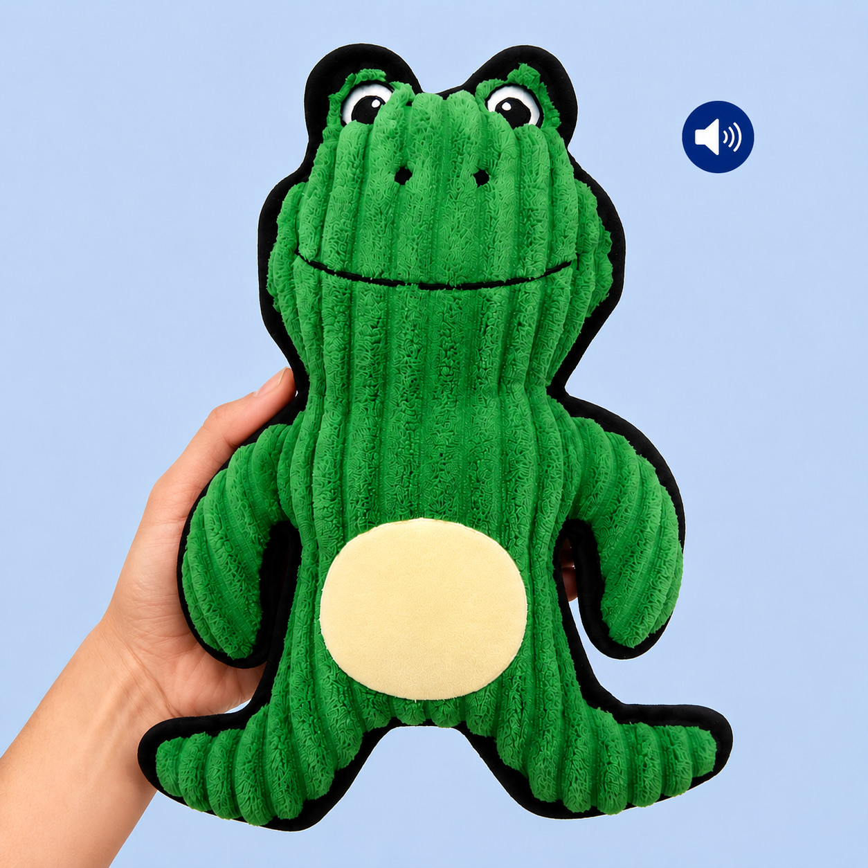 Dokitti Corduroy Frog Plush Dog Toy with Squeaker