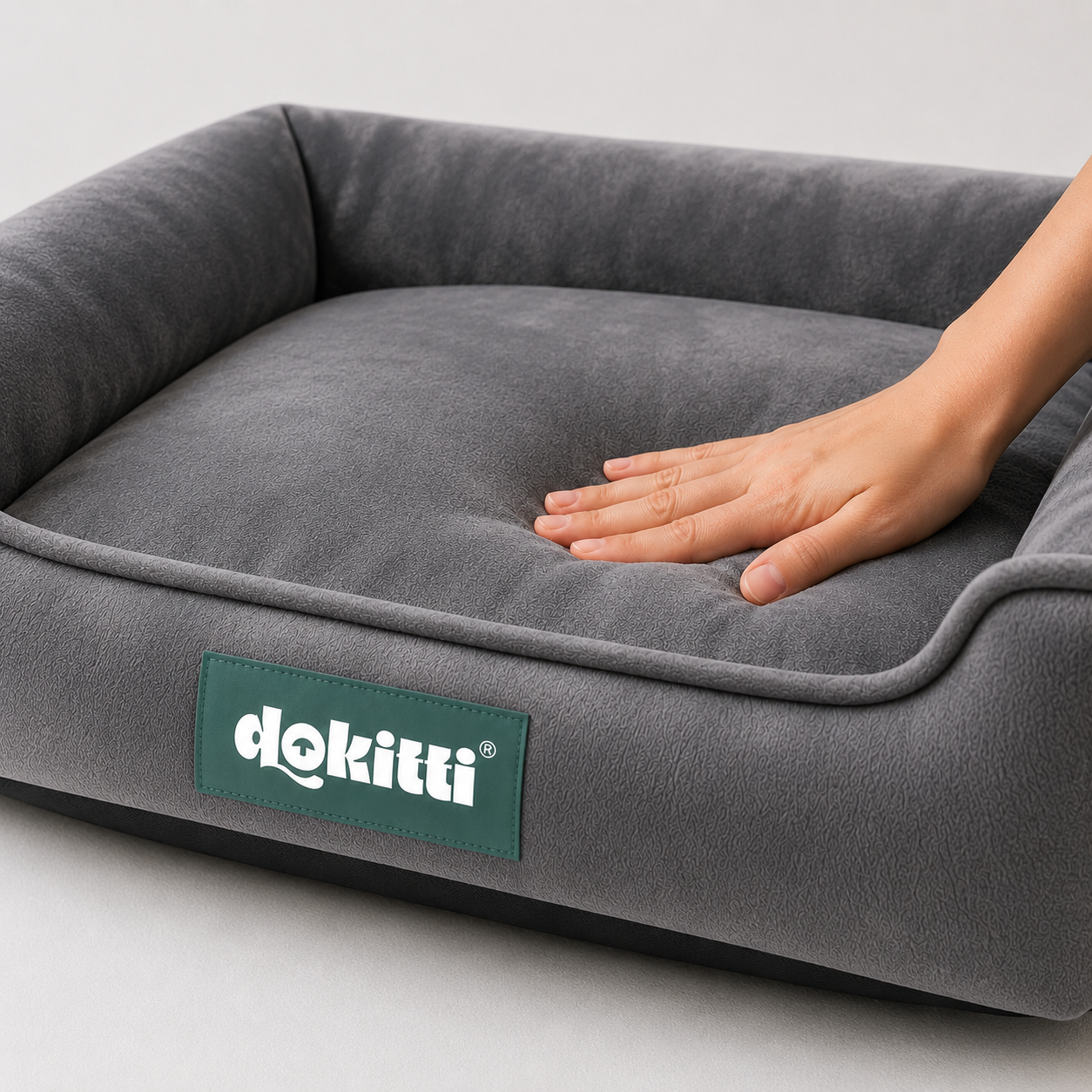Dokitti Grey Luxe Lounger Dog Bed