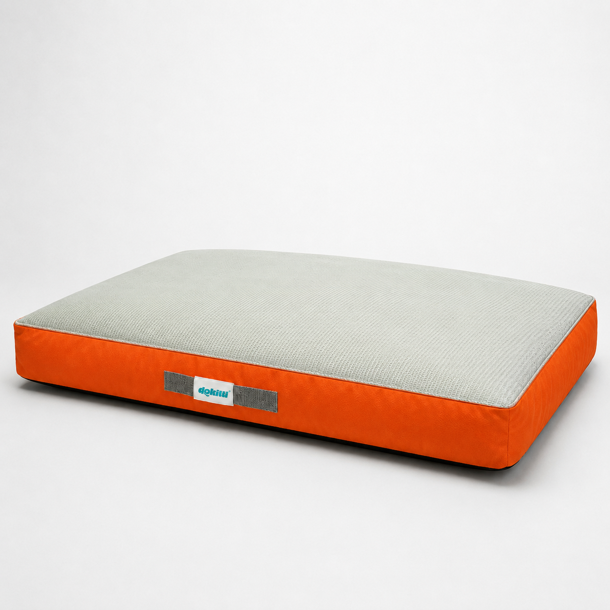 Orange Grey Comfort Cushion Pet Bed | Weather-Resistant | 33.5×21.5 IN