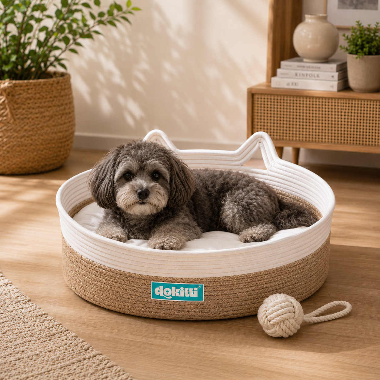 Dokitti Cat Shape Woven Rope Pet Bed