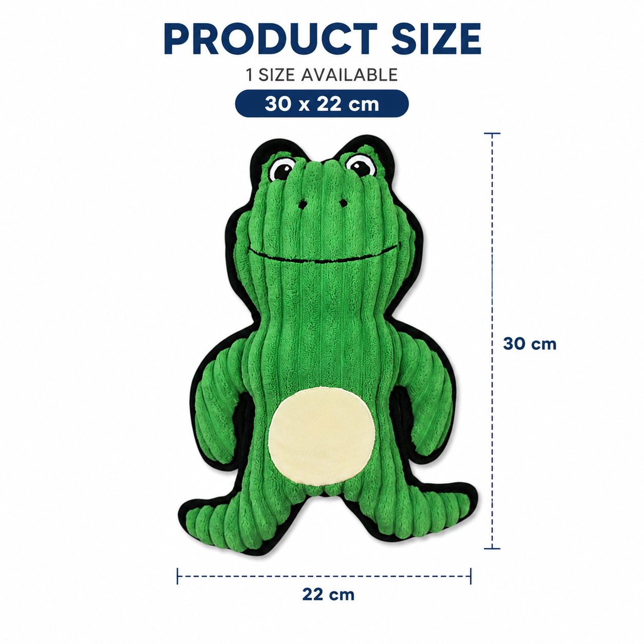 Dokitti Corduroy Frog Plush Dog Toy with Squeaker