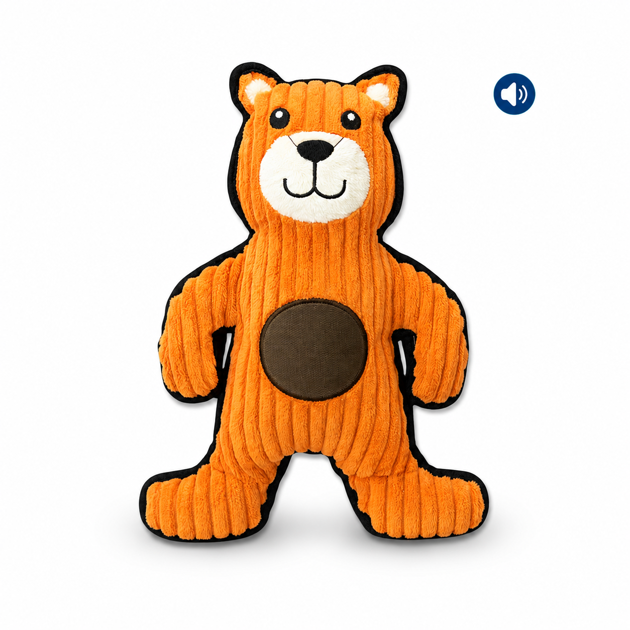 Dokitti Corduroy Bear Plush Dog Toy with Squeaker